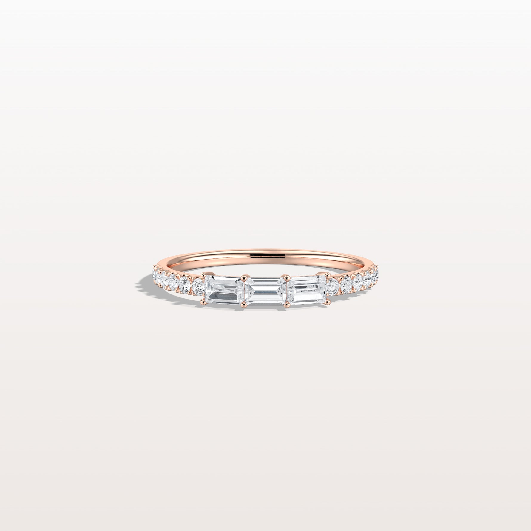 Baguette And Round Lab Diamond Half Eternity Band - Rings