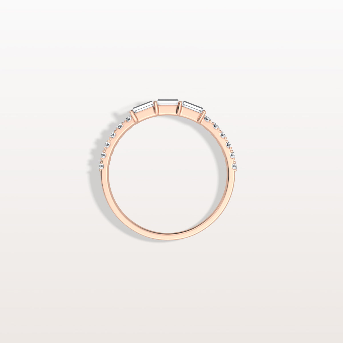 Baguette And Round Lab Diamond Half Eternity Band - Rings
