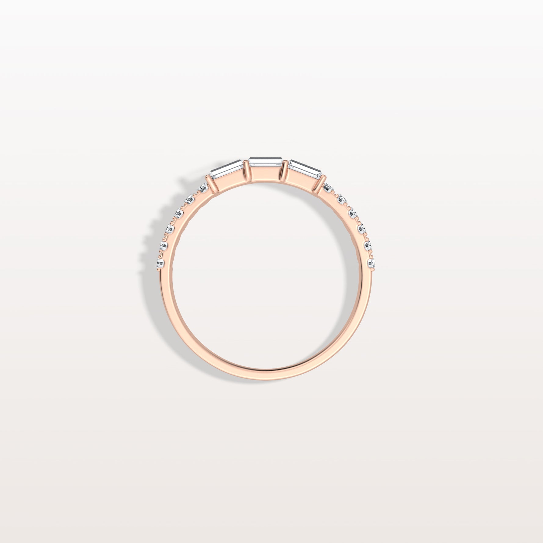 Baguette And Round Lab Diamond Half Eternity Band - Rings
