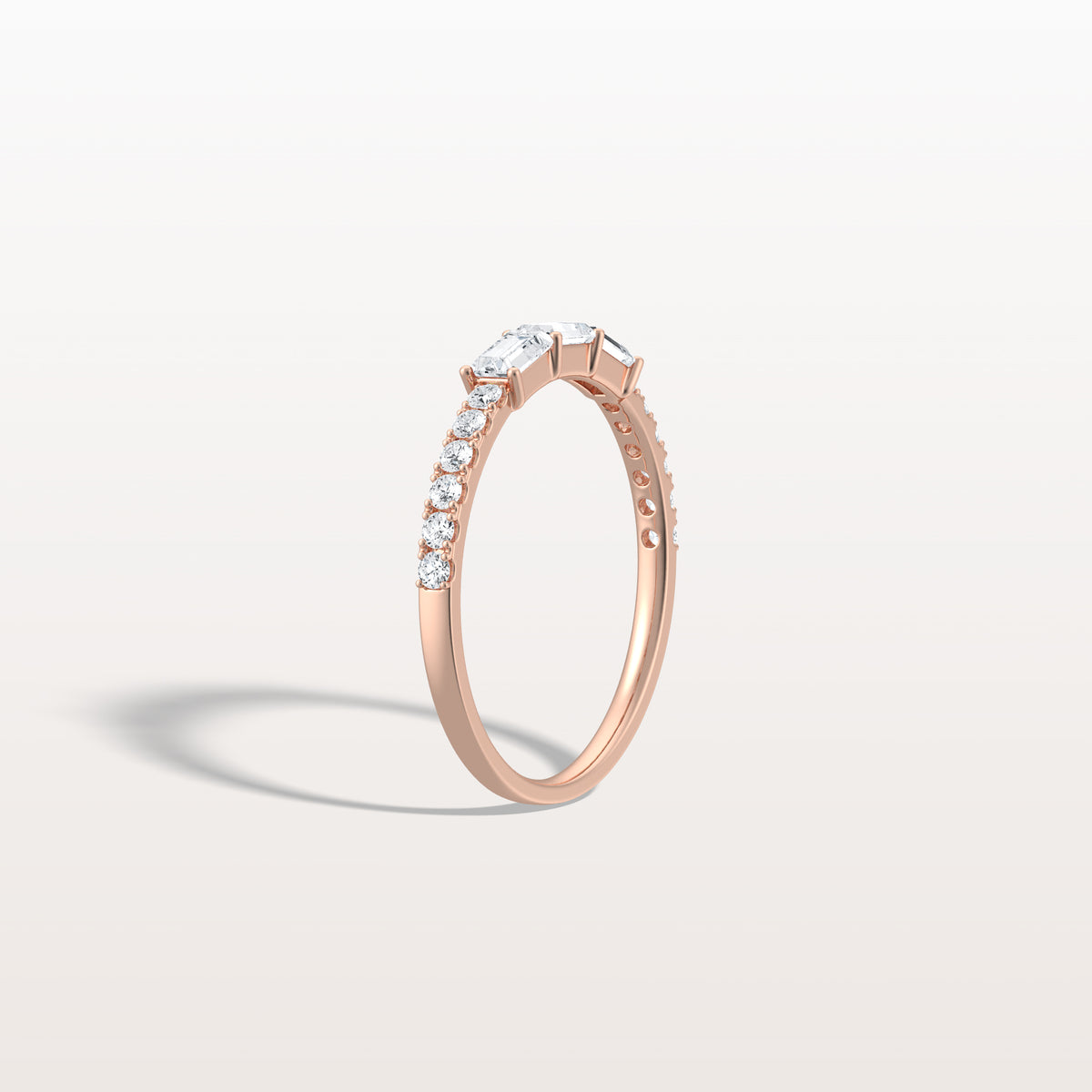 Baguette And Round Lab Diamond Half Eternity Band - Rings