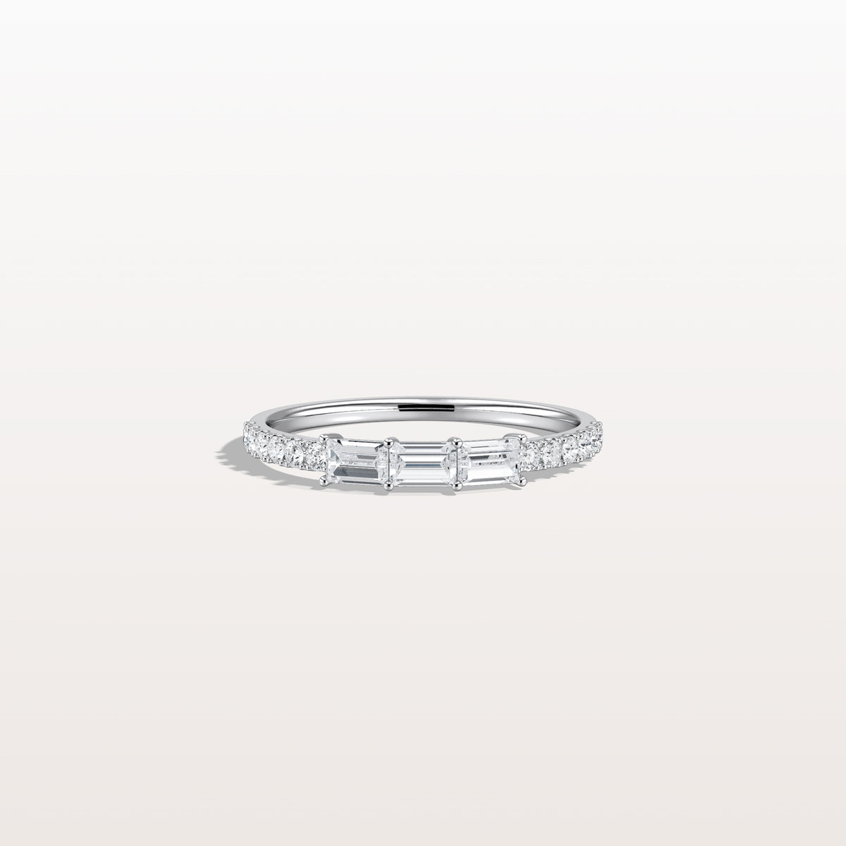 Baguette And Round Lab Diamond Half Eternity Band - Rings