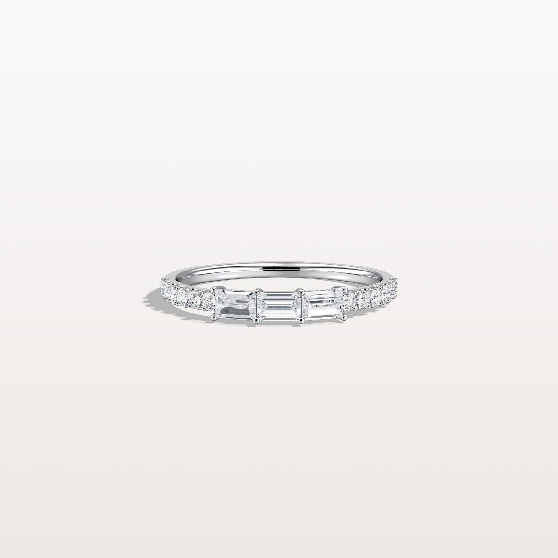 Baguette And Round Lab Diamond Half Eternity Band - Rings
