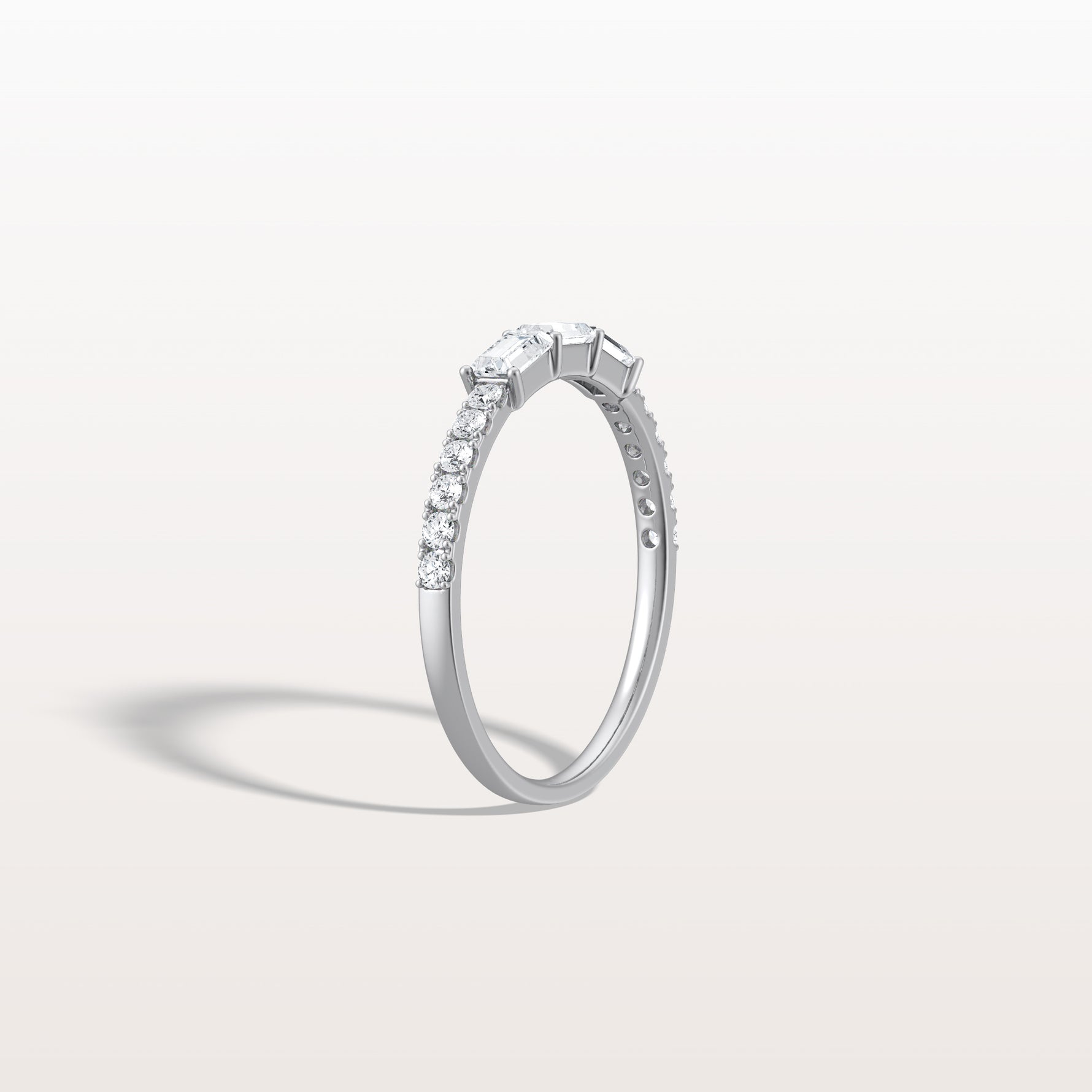 Baguette And Round Lab Diamond Half Eternity Band - Rings