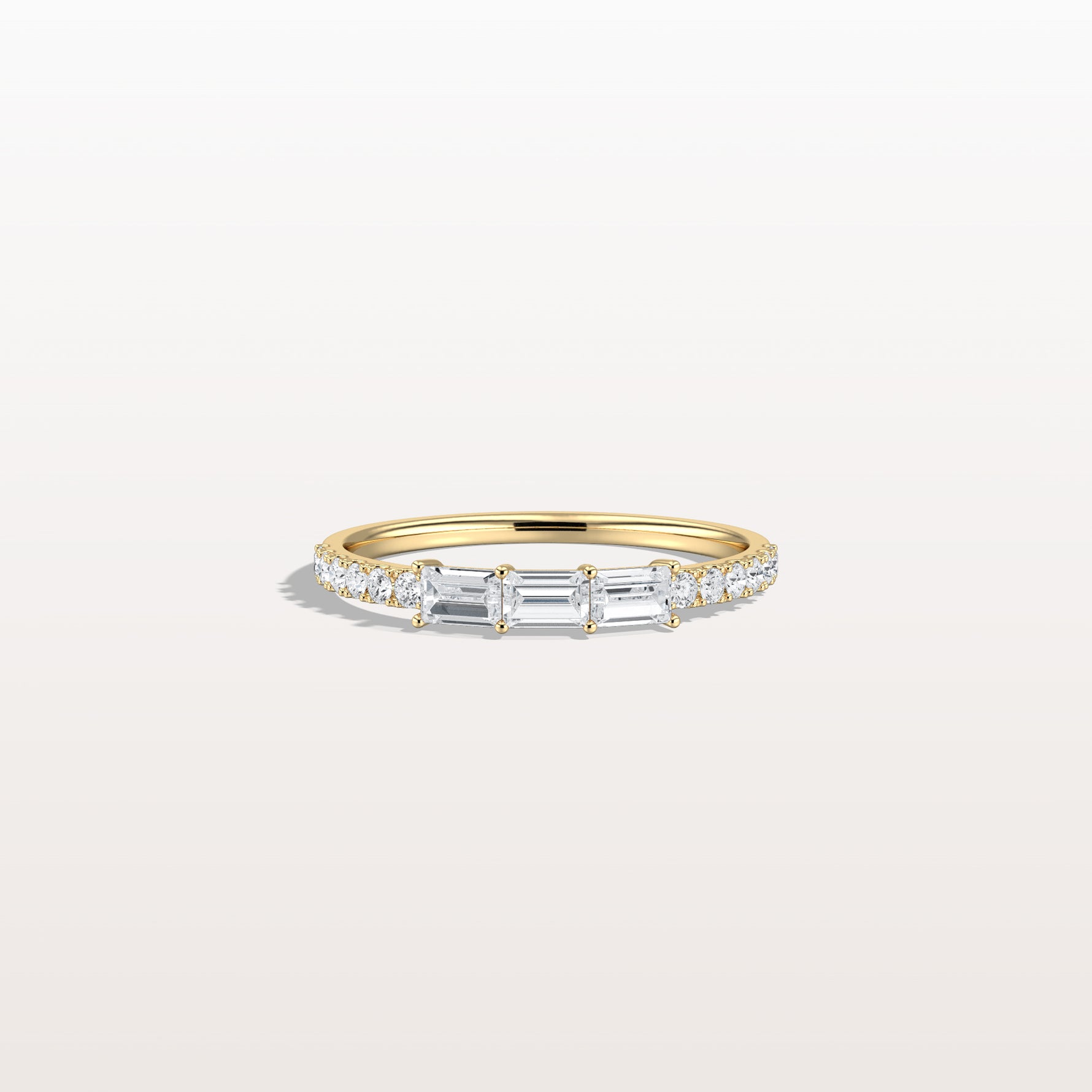 Baguette And Round Lab Diamond Half Eternity Band - Rings