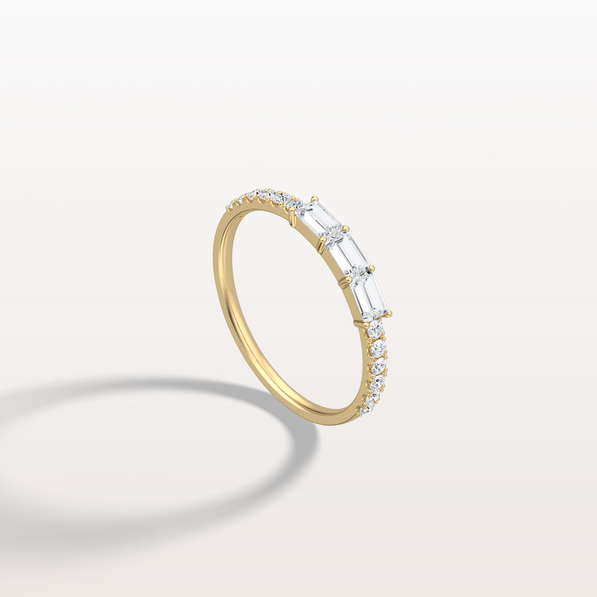 Baguette And Round Lab Diamond Half Eternity Band - Rings