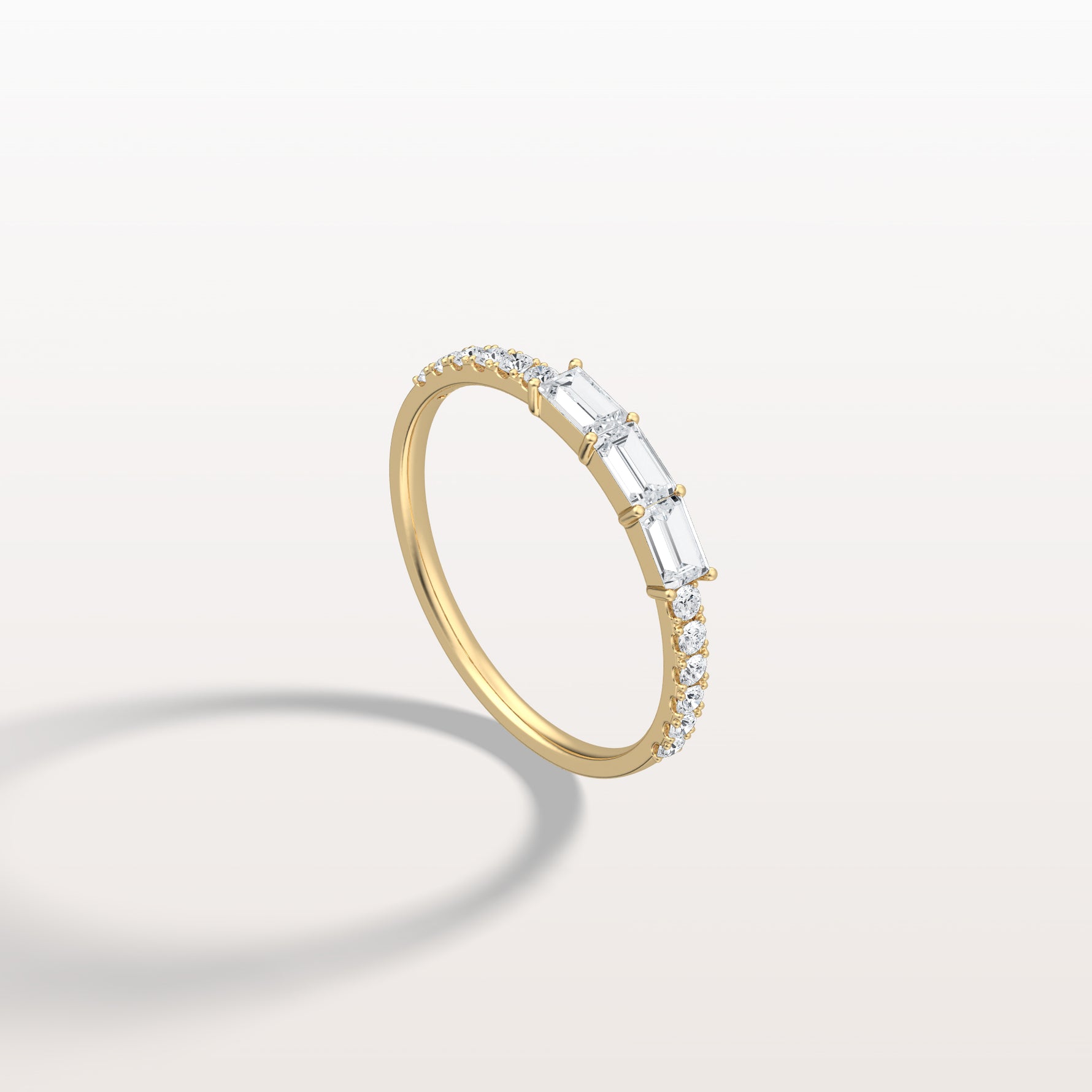Baguette And Round Lab Diamond Half Eternity Band - Rings
