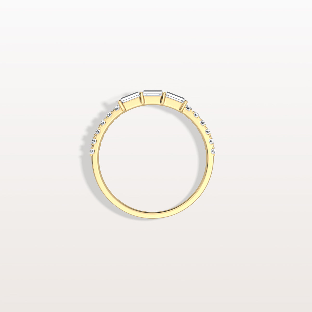 Baguette And Round Lab Diamond Half Eternity Band - Rings