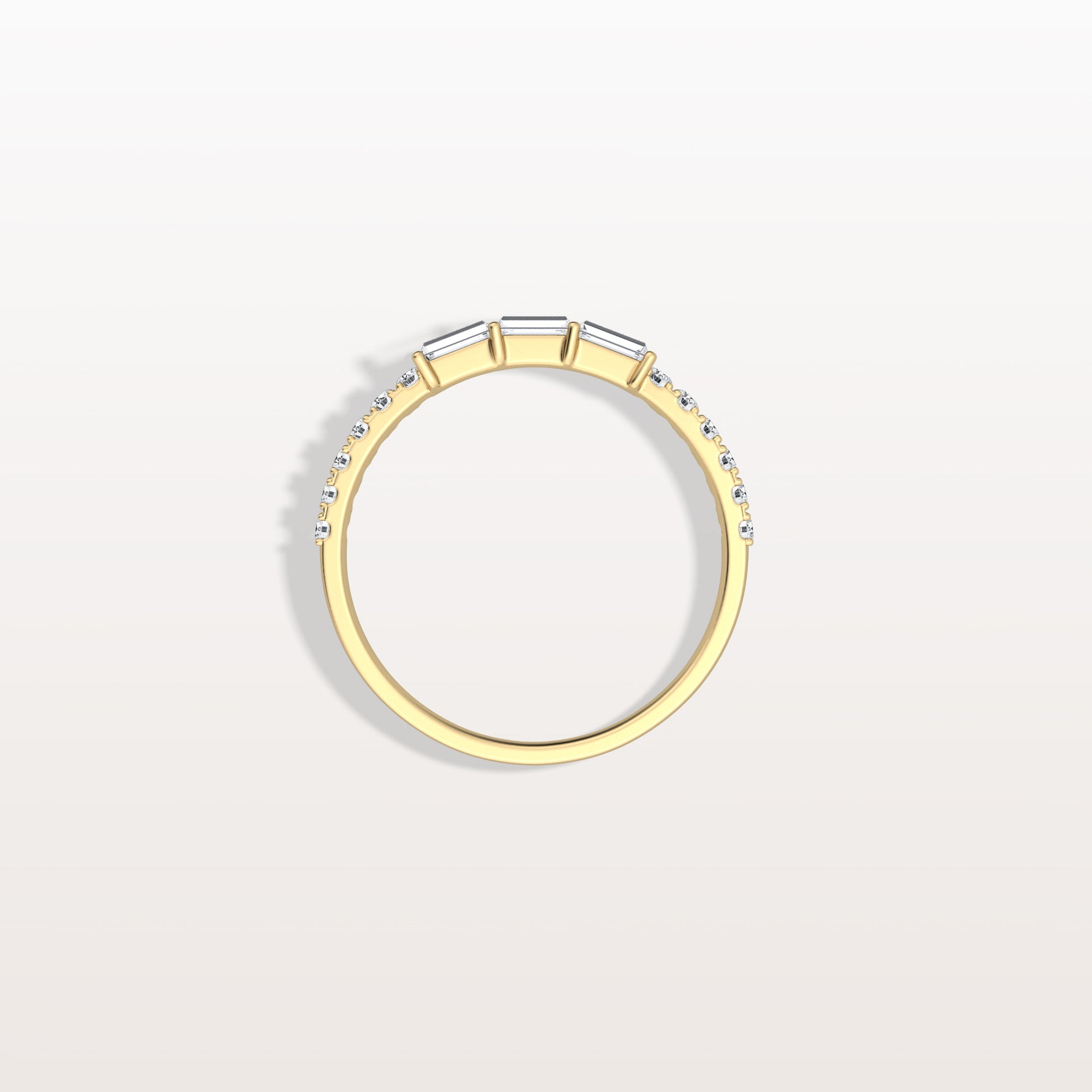 Baguette And Round Lab Diamond Half Eternity Band - Rings