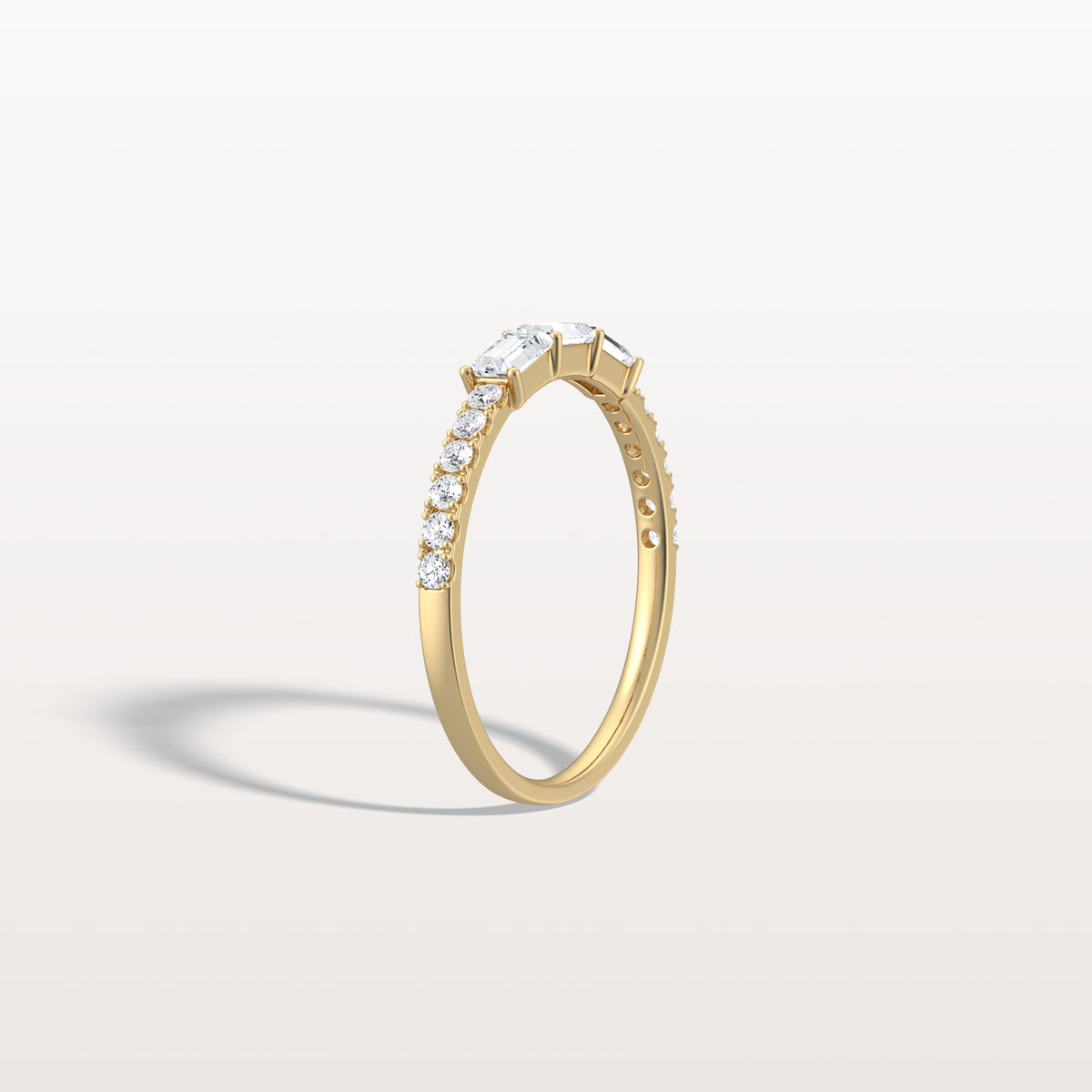 Baguette And Round Lab Diamond Half Eternity Band - Rings