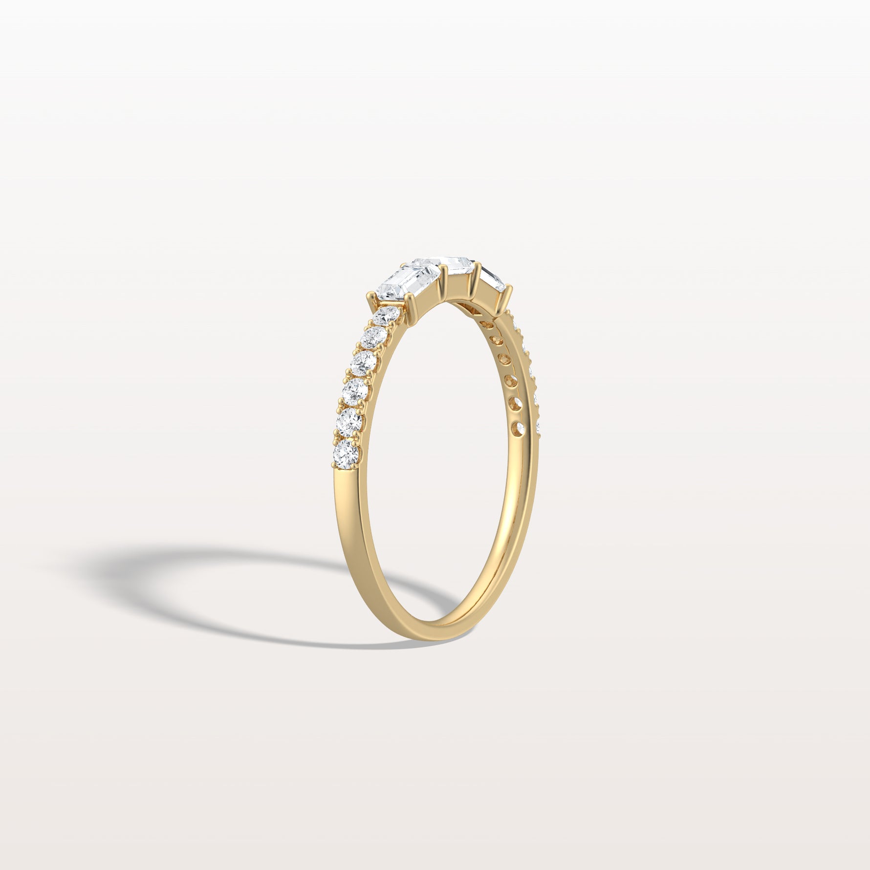 Baguette And Round Lab Diamond Half Eternity Band - Rings