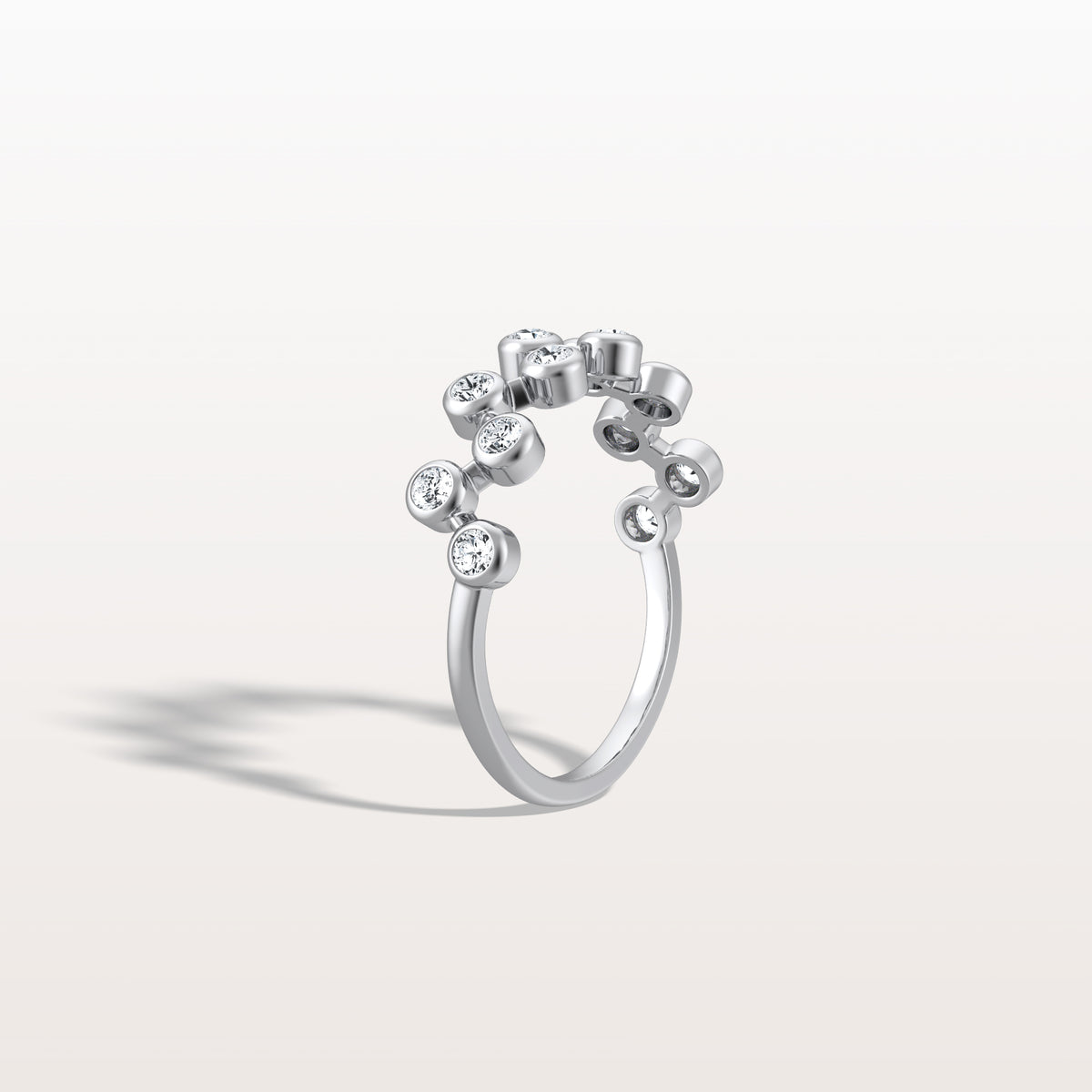Lab Diamond Bubbles Bezel Seting Fashion Ring in 14K Solid Gold/Platinum - Rings