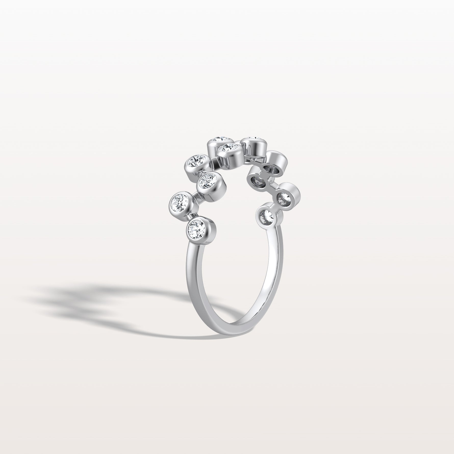 Lab Diamond Bubbles Bezel Seting Fashion Ring in 14K Solid Gold/Platinum - Rings