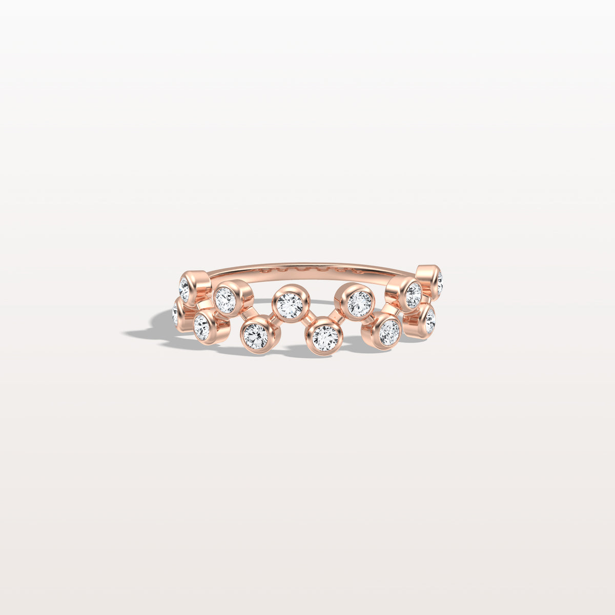 Lab Diamond Bubbles Bezel Seting Fashion Ring in 14K Solid Gold/Platinum - Rings
