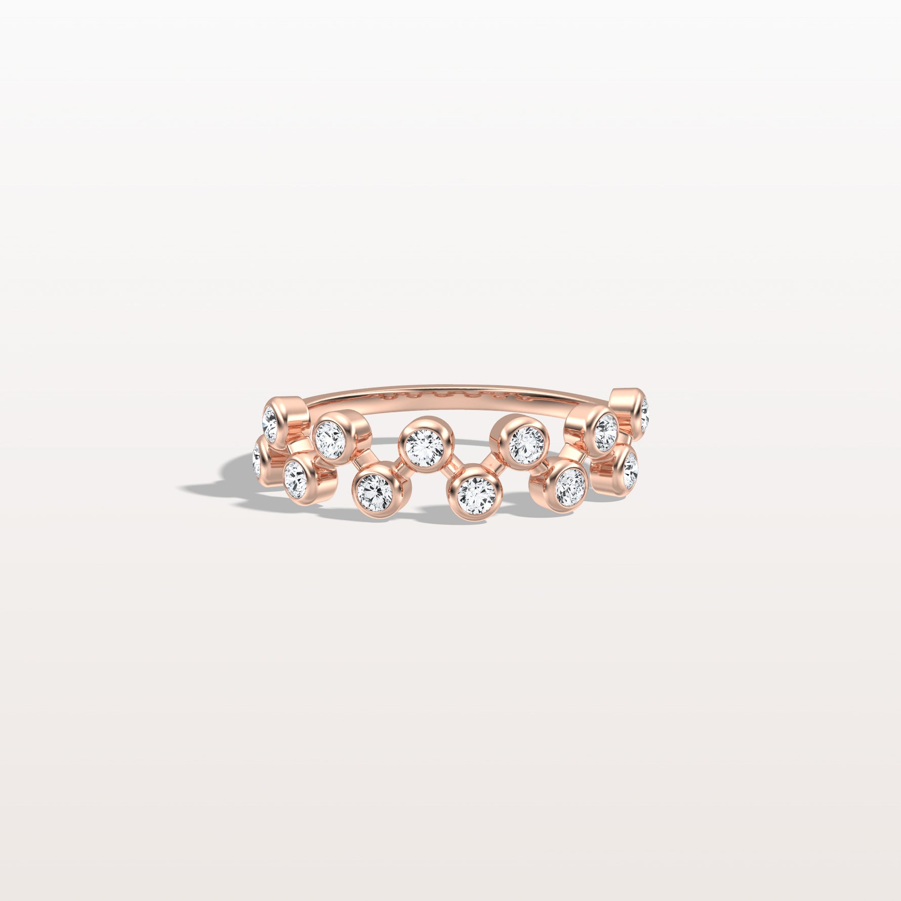 Lab Diamond Bubbles Bezel Seting Fashion Ring in 14K Solid Gold/Platinum - Rings