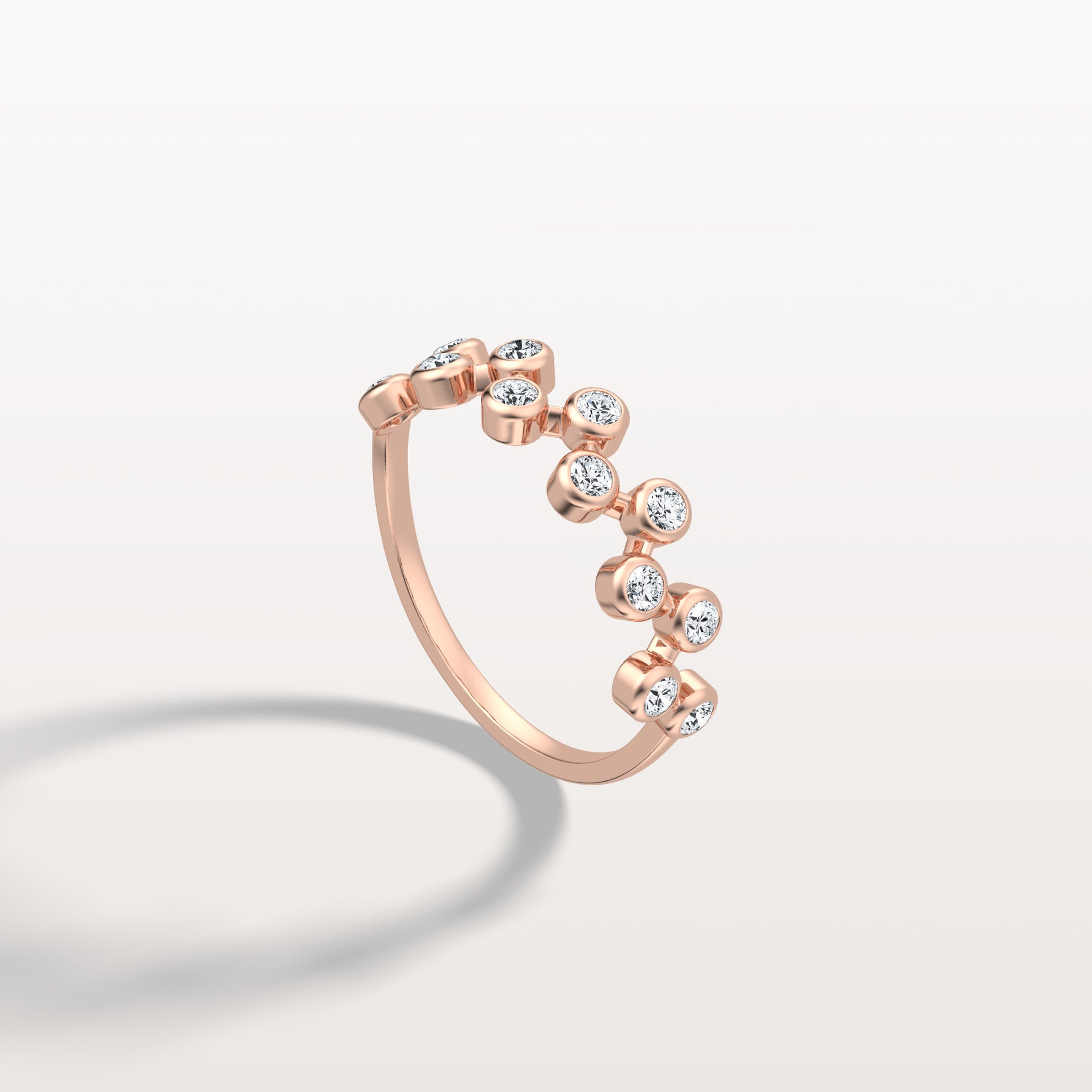 Lab Diamond Bubbles Bezel Seting Fashion Ring in 14K Solid Gold/Platinum - Rings