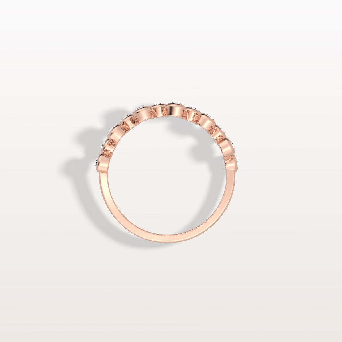 Lab Diamond Bubbles Bezel Seting Fashion Ring in 14K Solid Gold/Platinum - Rings