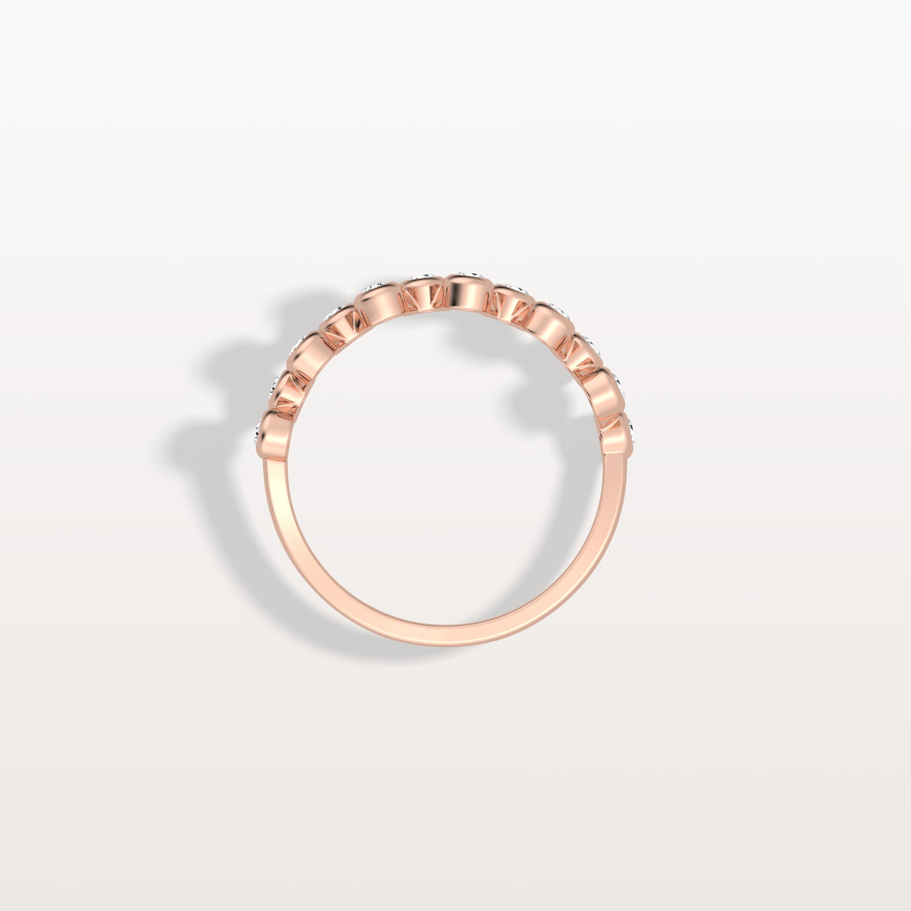Lab Diamond Bubbles Bezel Seting Fashion Ring in 14K Solid Gold/Platinum - Rings