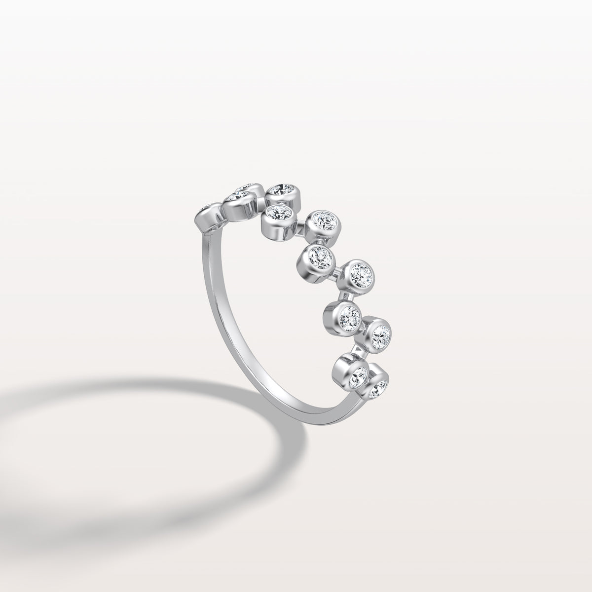 Lab Diamond Bubbles Bezel Seting Fashion Ring in 14K Solid Gold/Platinum - Rings