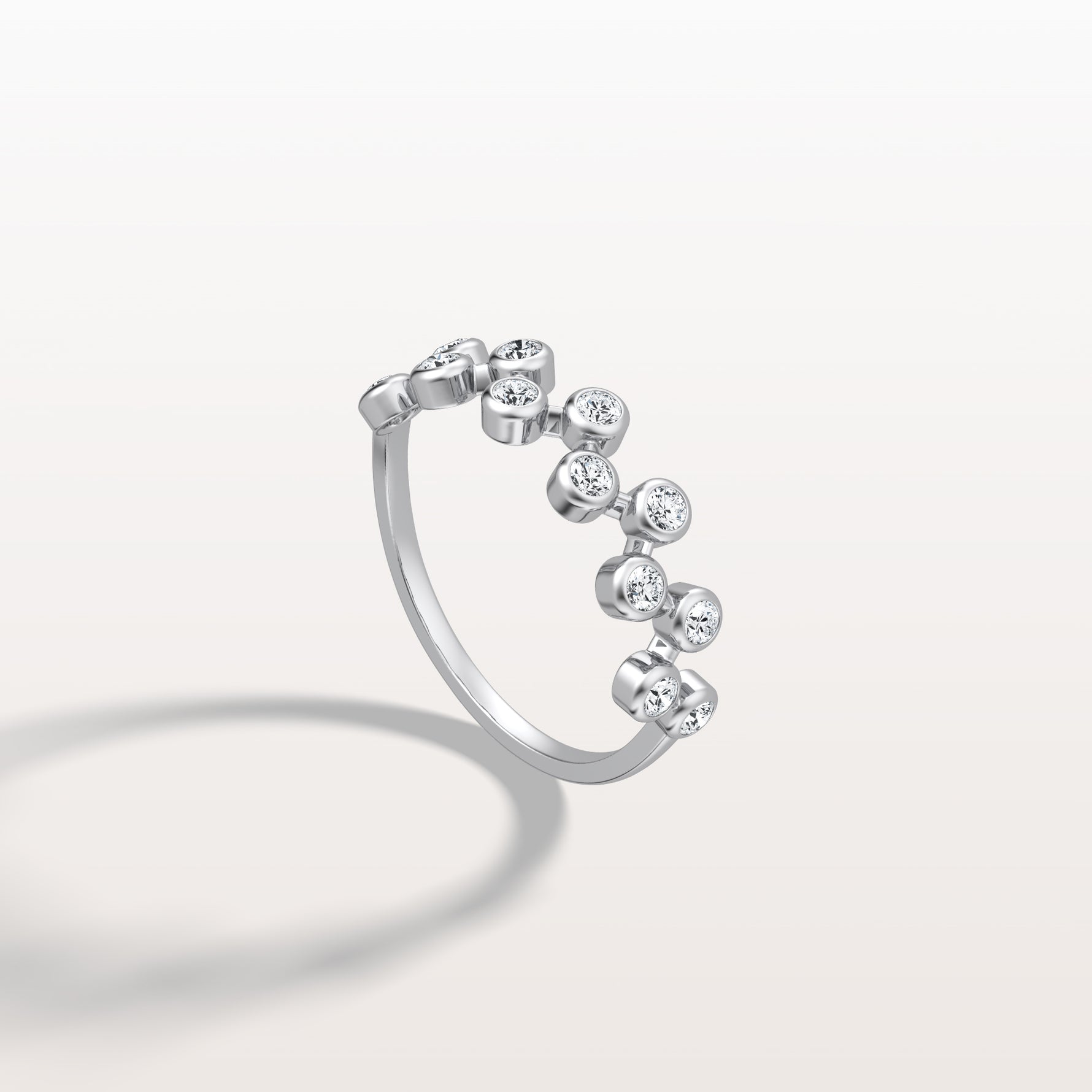 Lab Diamond Bubbles Bezel Seting Fashion Ring in 14K Solid Gold/Platinum - Rings