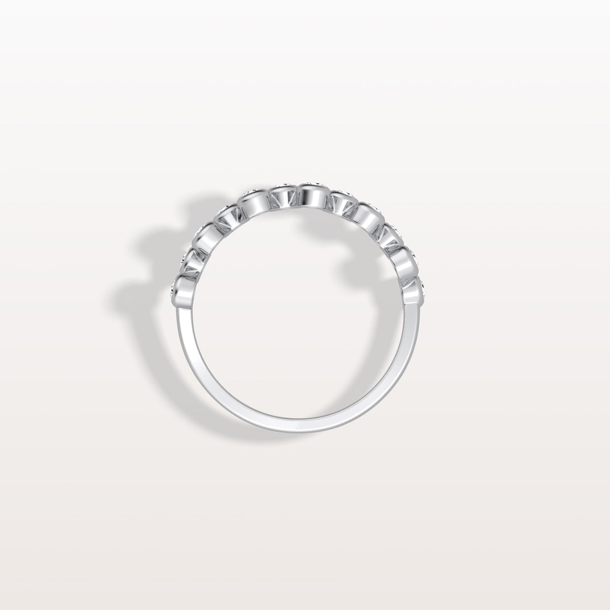 Lab Diamond Bubbles Bezel Seting Fashion Ring in 14K Solid Gold/Platinum - Rings