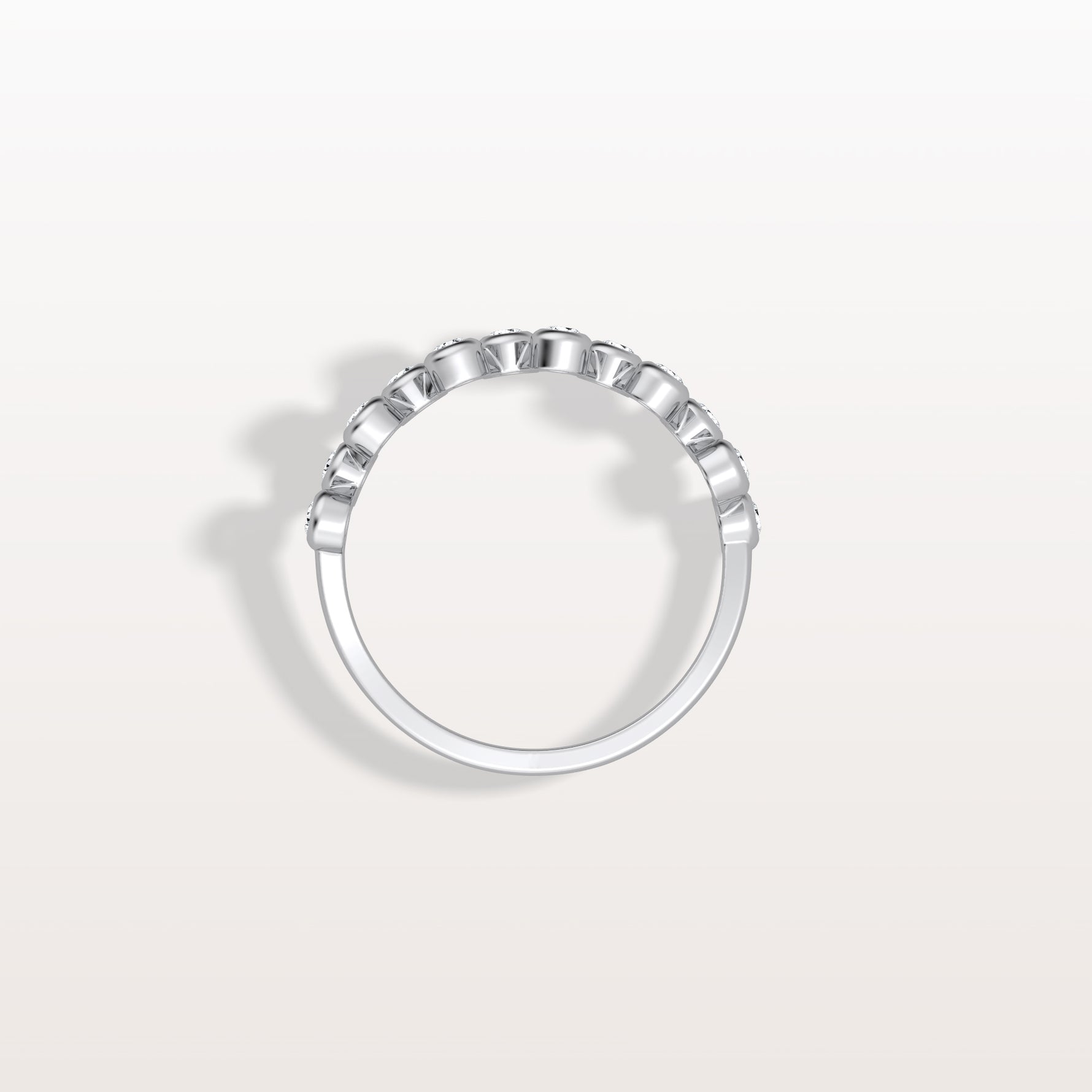 Lab Diamond Bubbles Bezel Seting Fashion Ring in 14K Solid Gold/Platinum - Rings