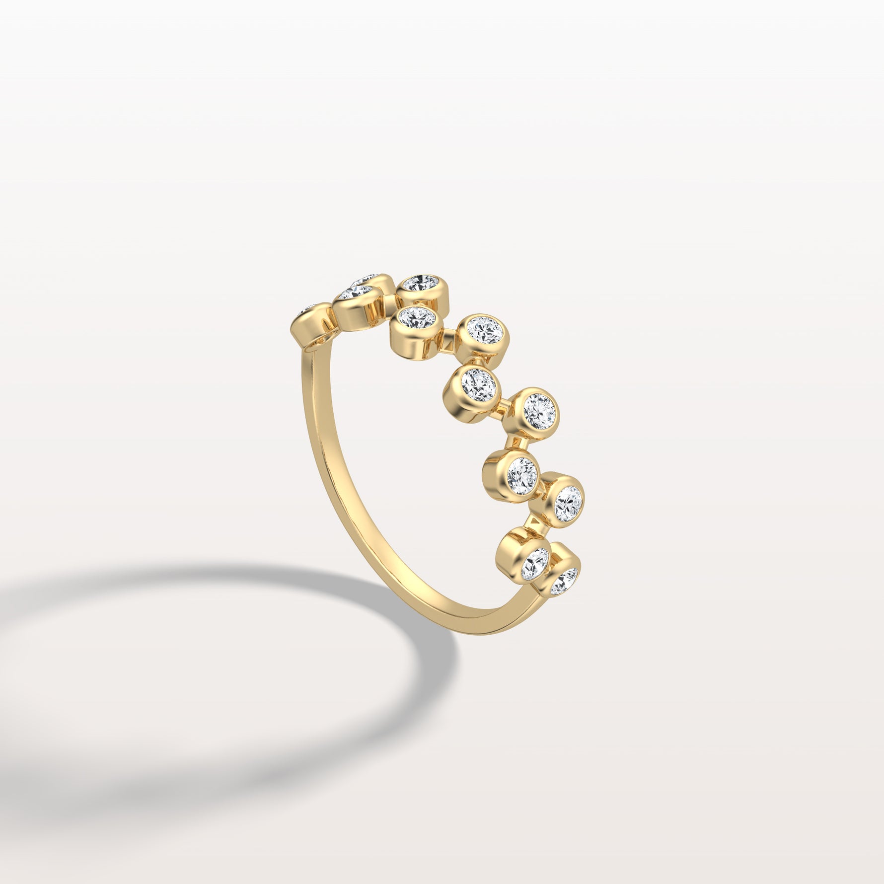 Lab Diamond Bubbles Bezel Seting Fashion Ring in 14K Solid Gold/Platinum - Rings