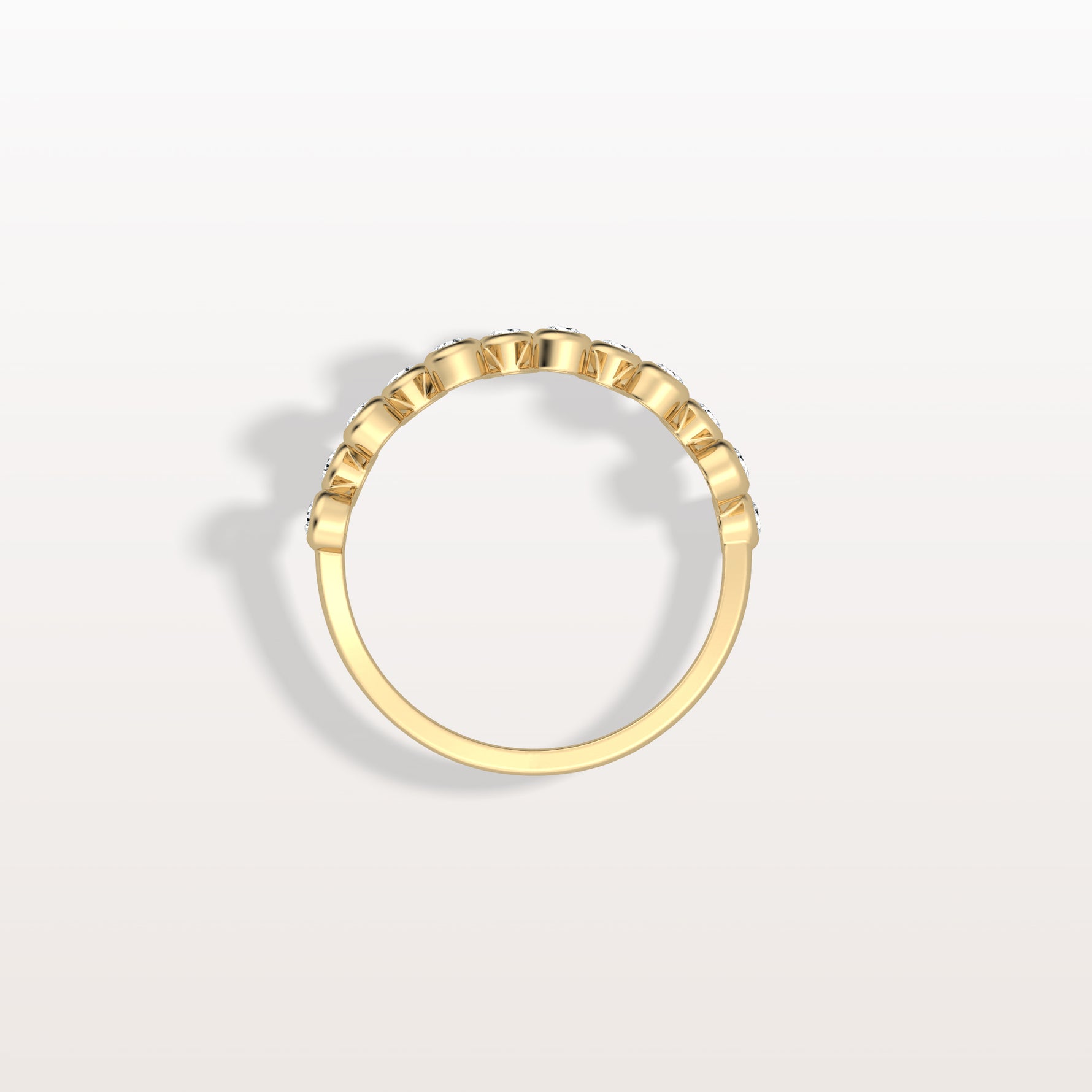 Lab Diamond Bubbles Bezel Seting Fashion Ring in 14K Solid Gold/Platinum - Rings