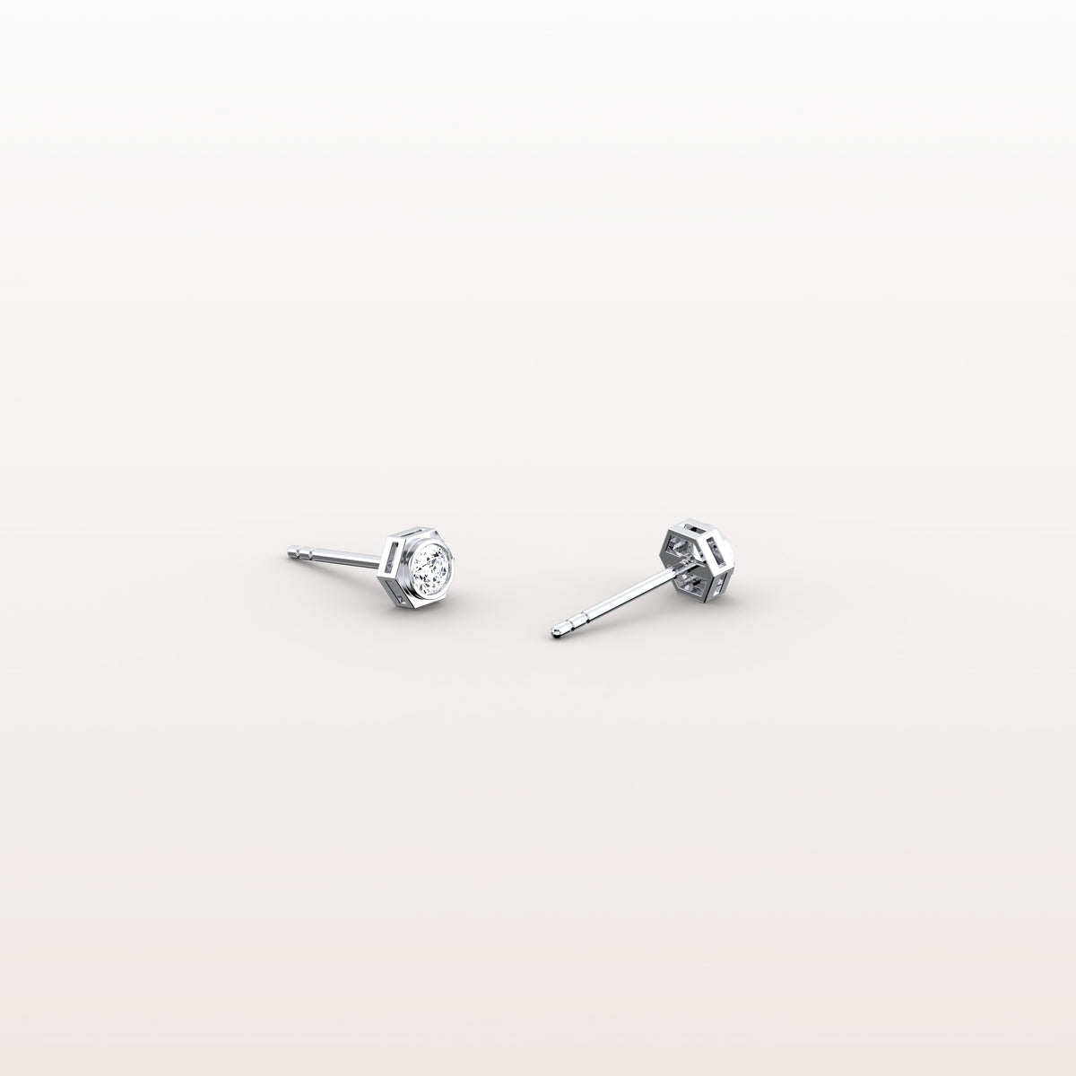 Bezel Set Lab Grown Diamond Studs in 14K Solid Gold - Earrings
