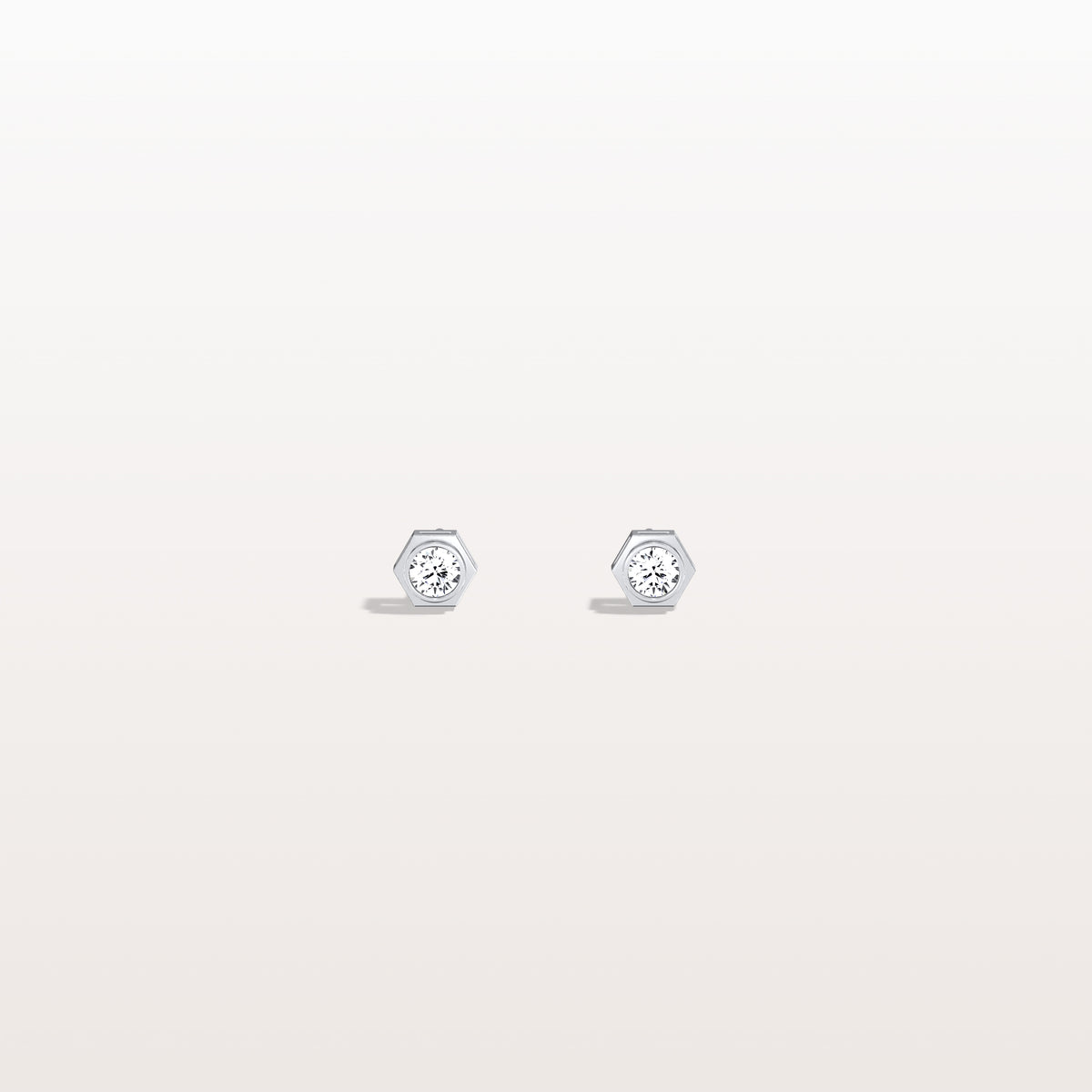 Bezel Set Lab Grown Diamond Studs in 14K Solid Gold - Earrings