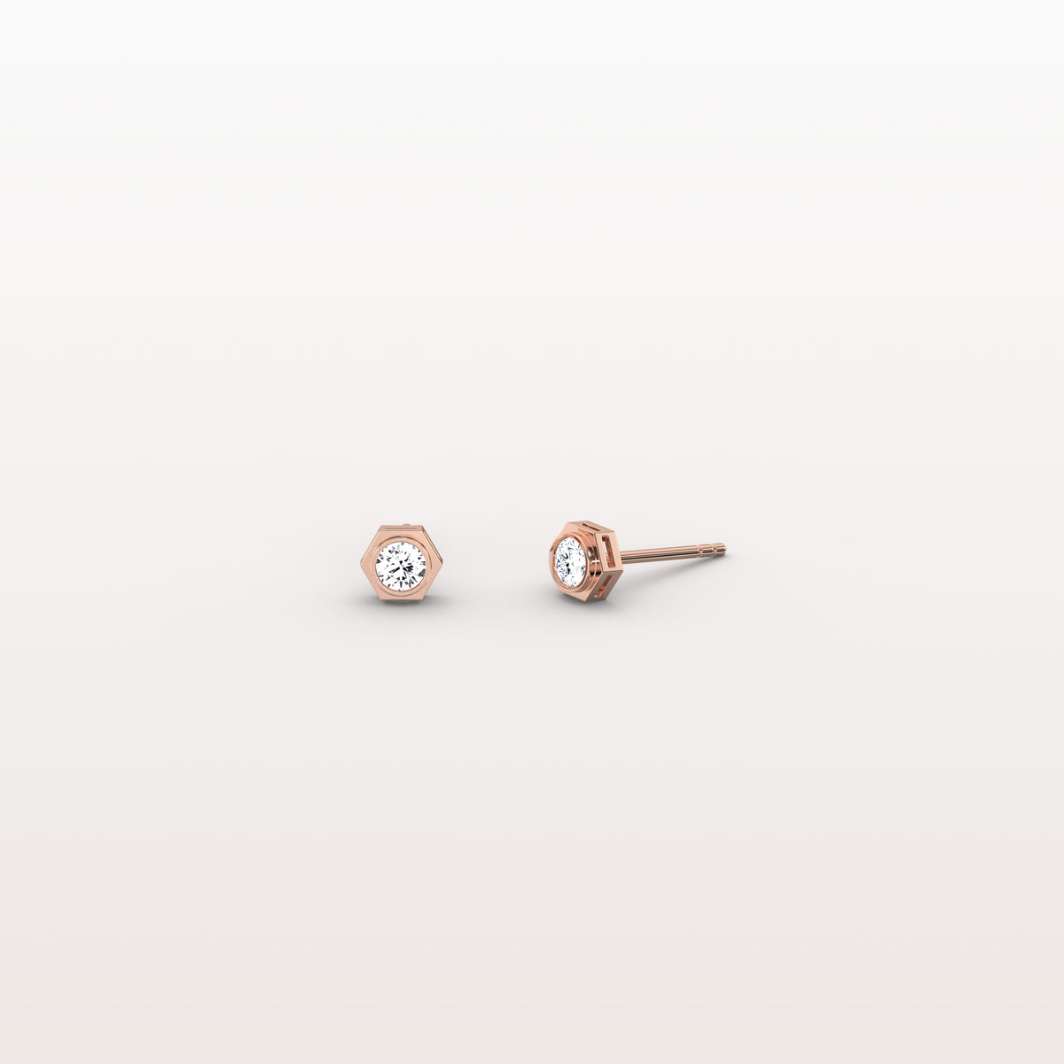Bezel Set Lab Grown Diamond Studs in 14K Solid Gold - Earrings