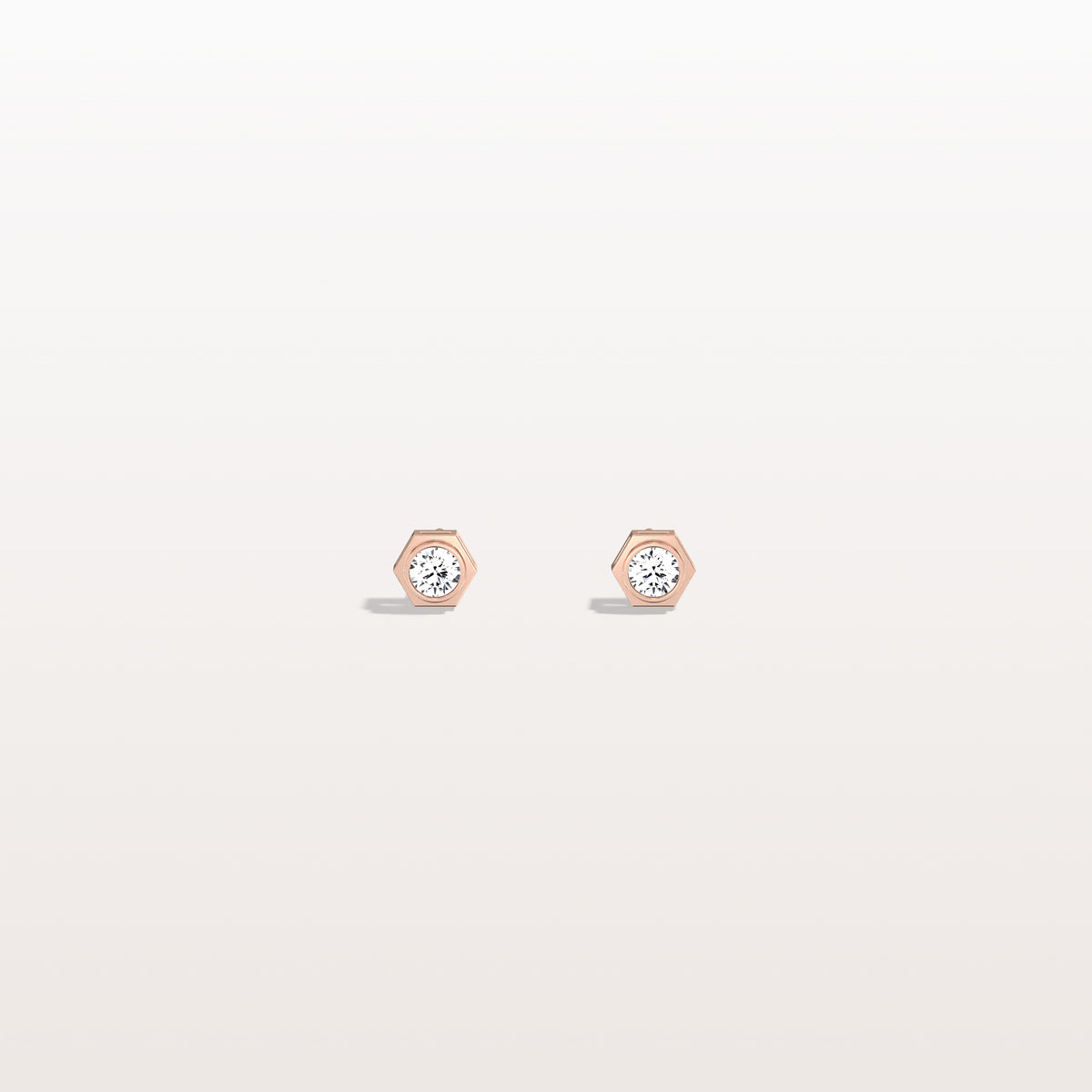 Bezel Set Lab Grown Diamond Studs in 14K Solid Gold - Earrings