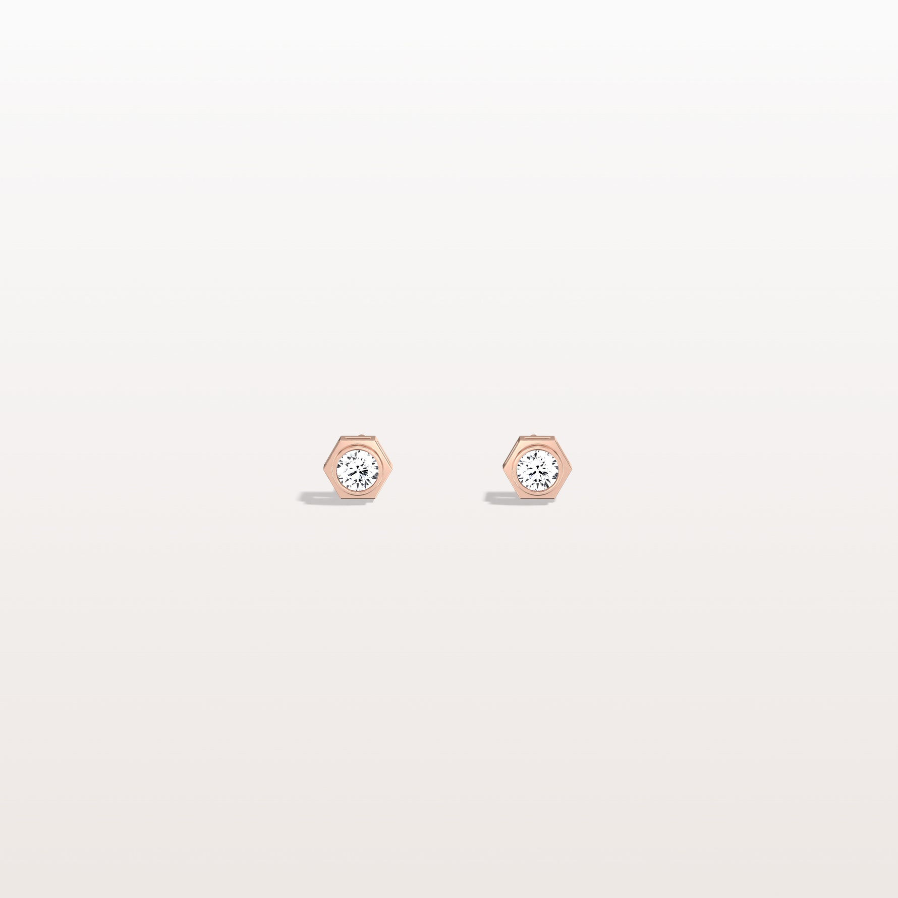 Bezel Set Lab Grown Diamond Studs in 14K Solid Gold - Earrings