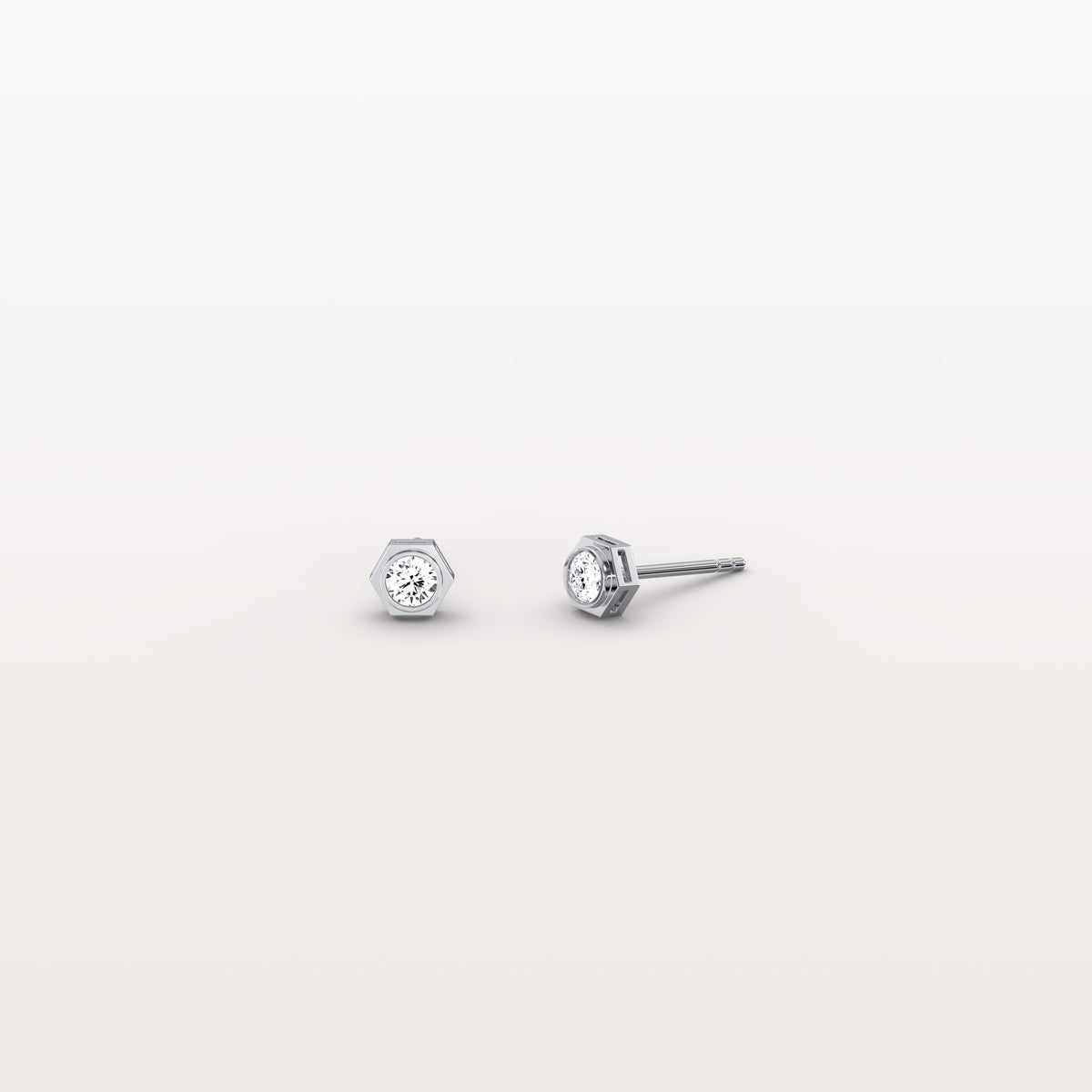 Bezel Set Lab Grown Diamond Studs in 14K Solid Gold - Earrings