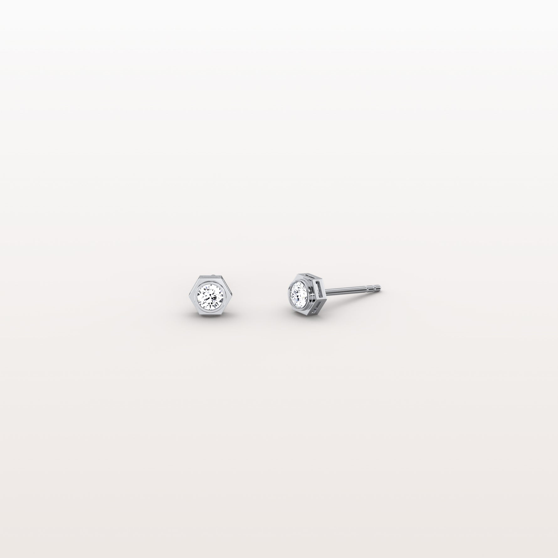 Bezel Set Lab Grown Diamond Studs in 14K Solid Gold - Earrings