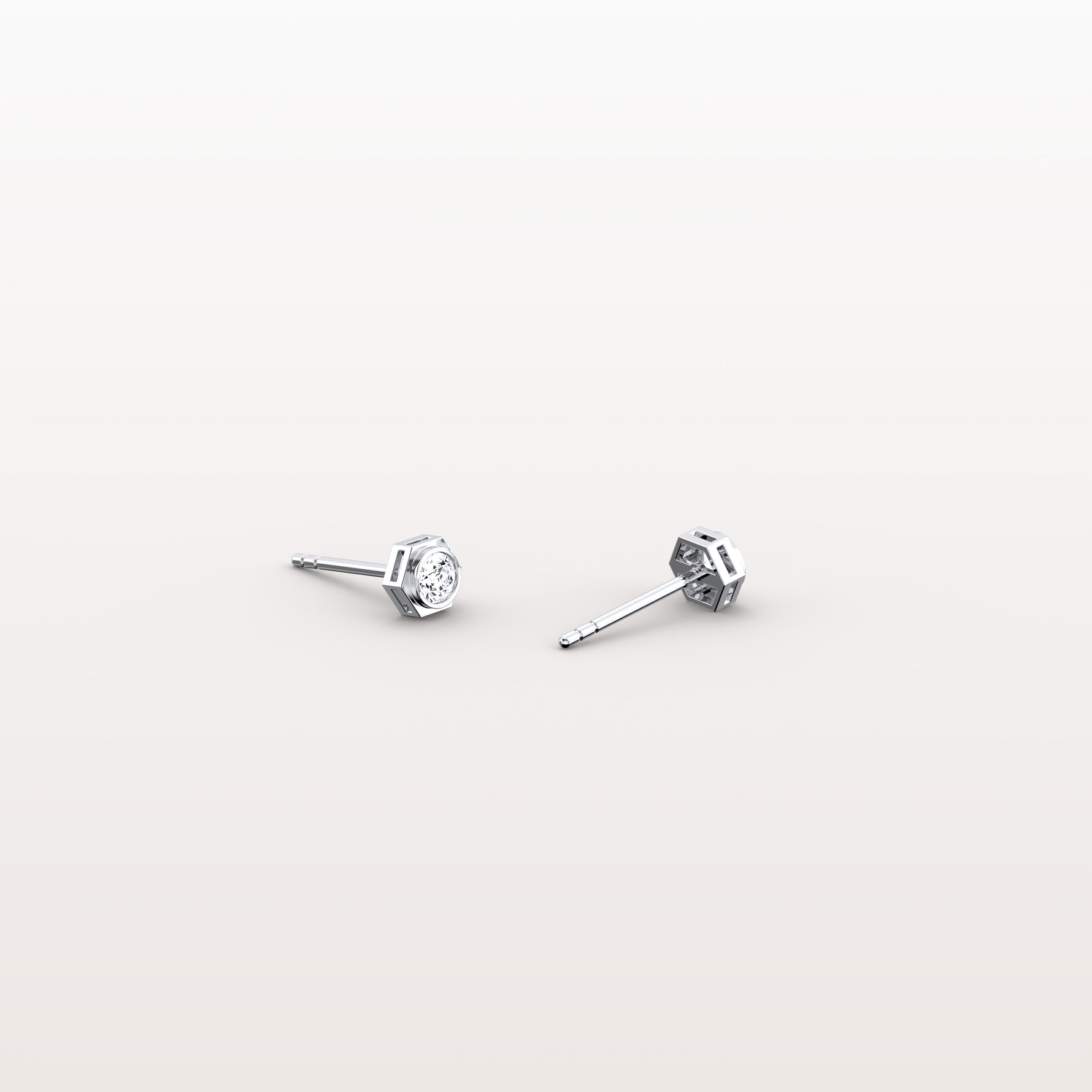 Bezel Set Lab Grown Diamond Studs in 14K Solid Gold - Earrings