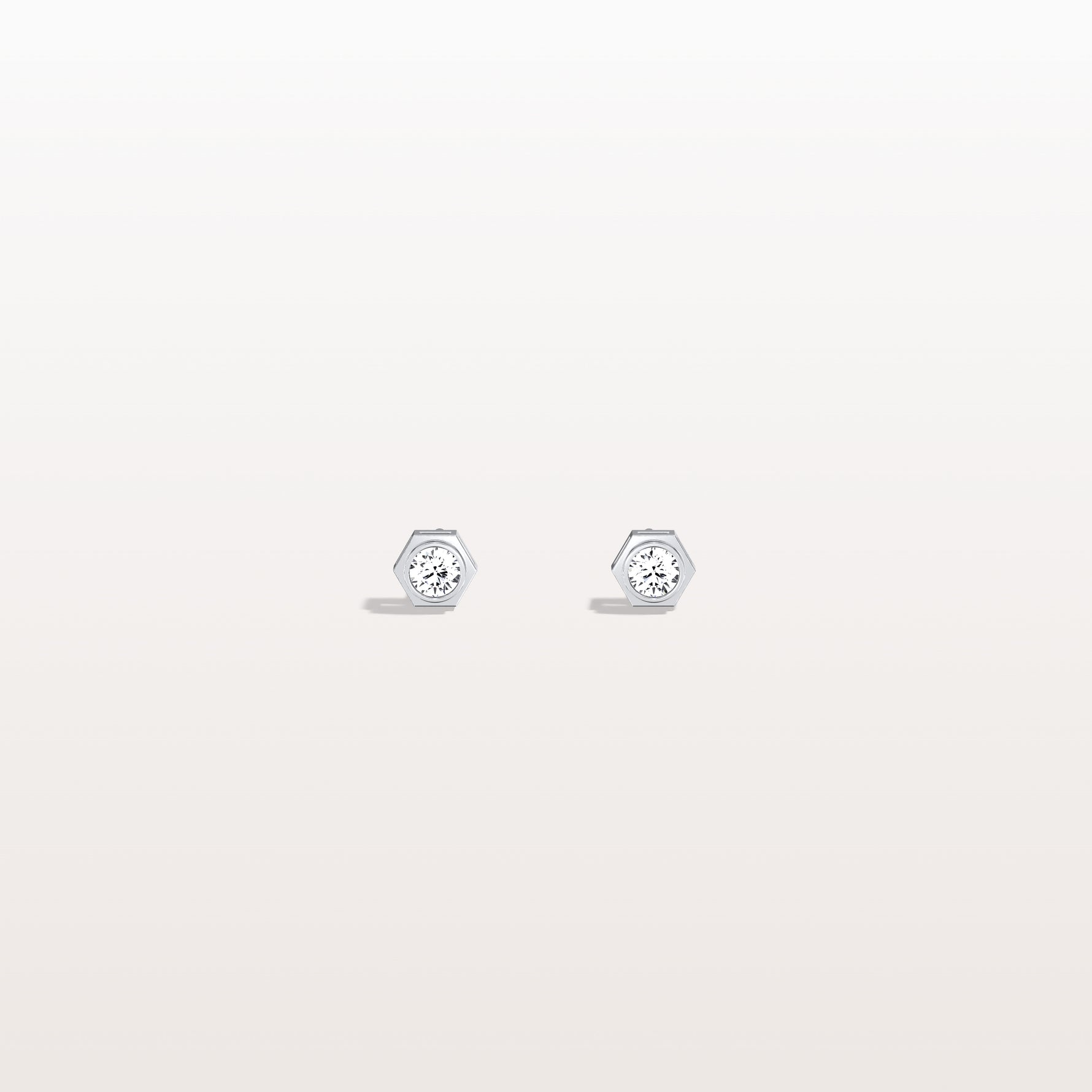 Bezel Set Lab Grown Diamond Studs in 14K Solid Gold - Earrings