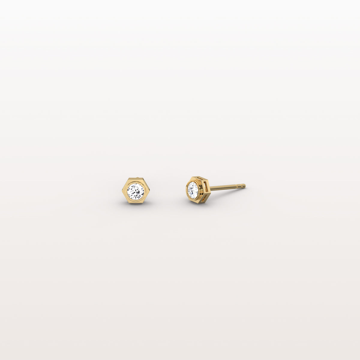 Bezel Set Lab Grown Diamond Studs in 14K Solid Gold - Earrings