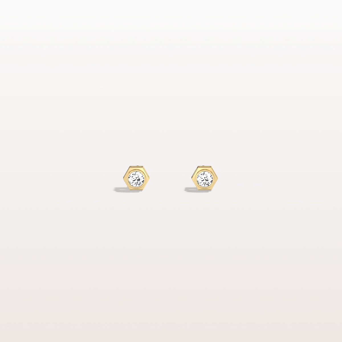 Bezel Set Lab Grown Diamond Studs in 14K Solid Gold - Earrings