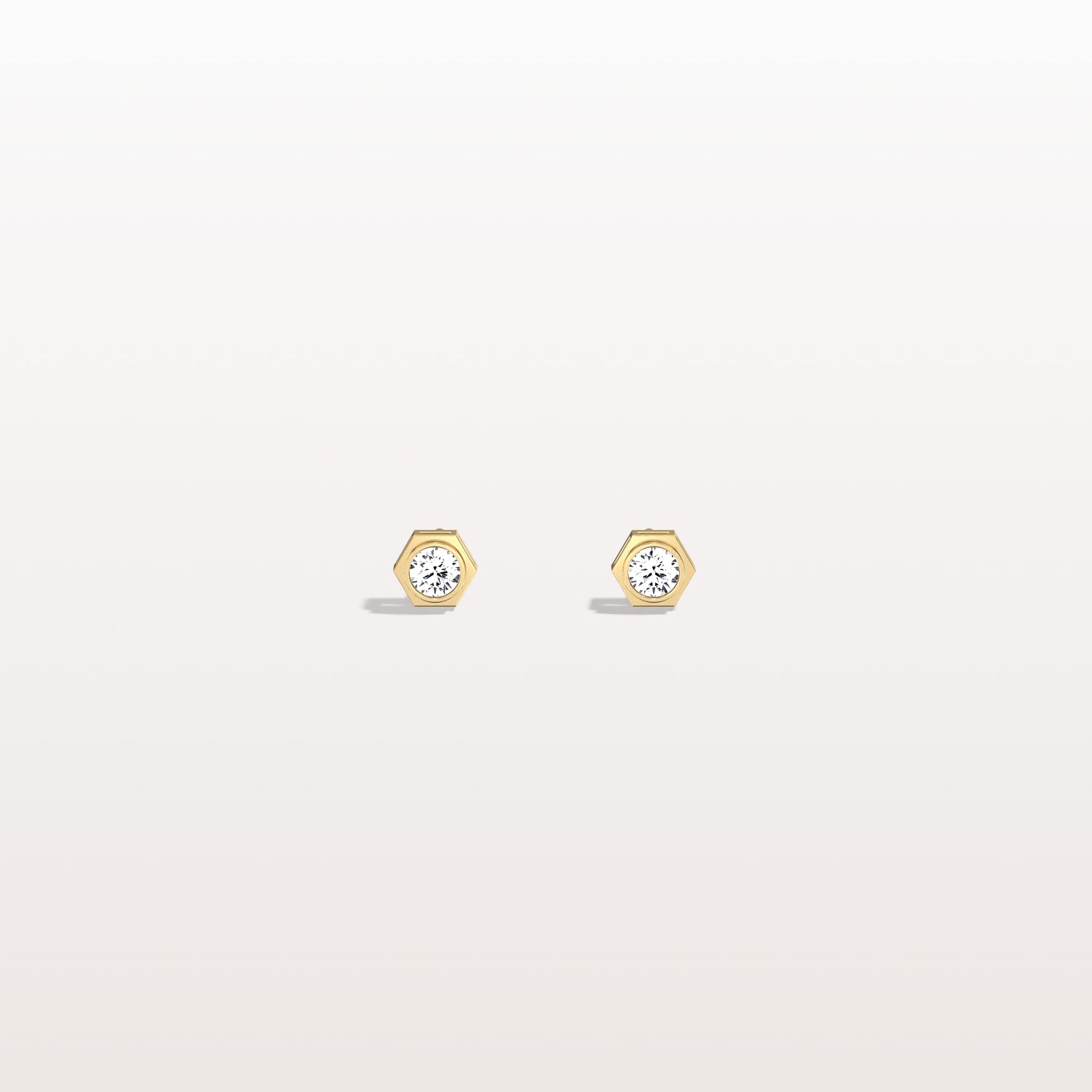 Bezel Set Lab Grown Diamond Studs in 14K Solid Gold - Earrings