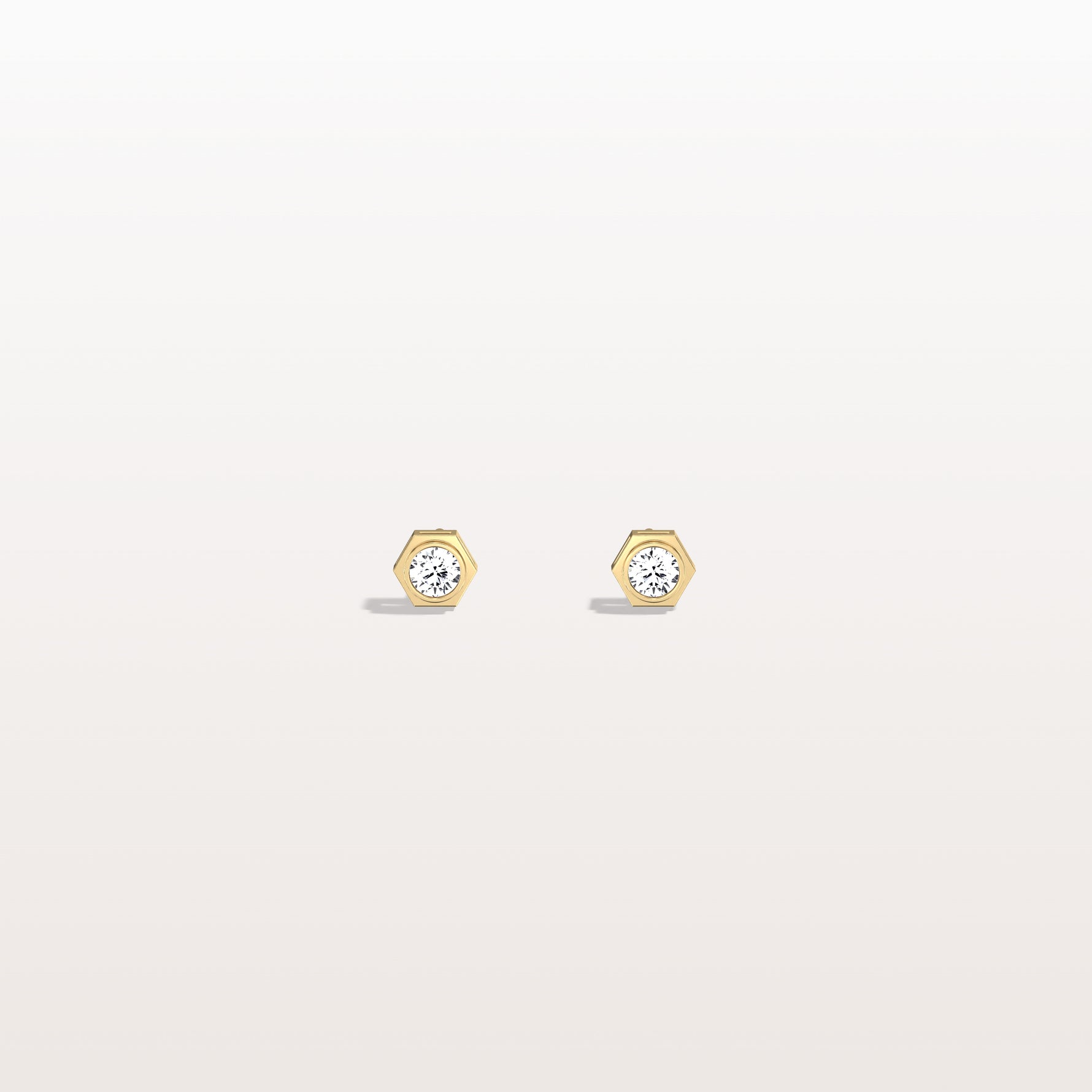 Bezel Set Lab Grown Diamond Studs in 14K Solid Gold - Earrings