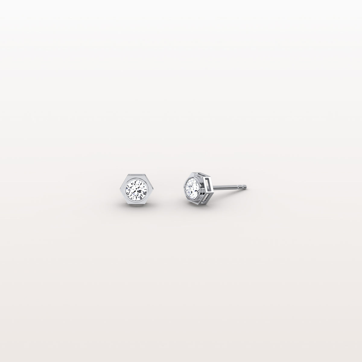 Lab Grown Diamond Hexagon Studs in 14K Solid Gold/Platinum - Earrings