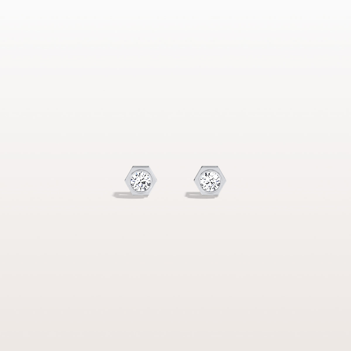 Lab Grown Diamond Hexagon Studs in 14K Solid Gold/Platinum - Earrings