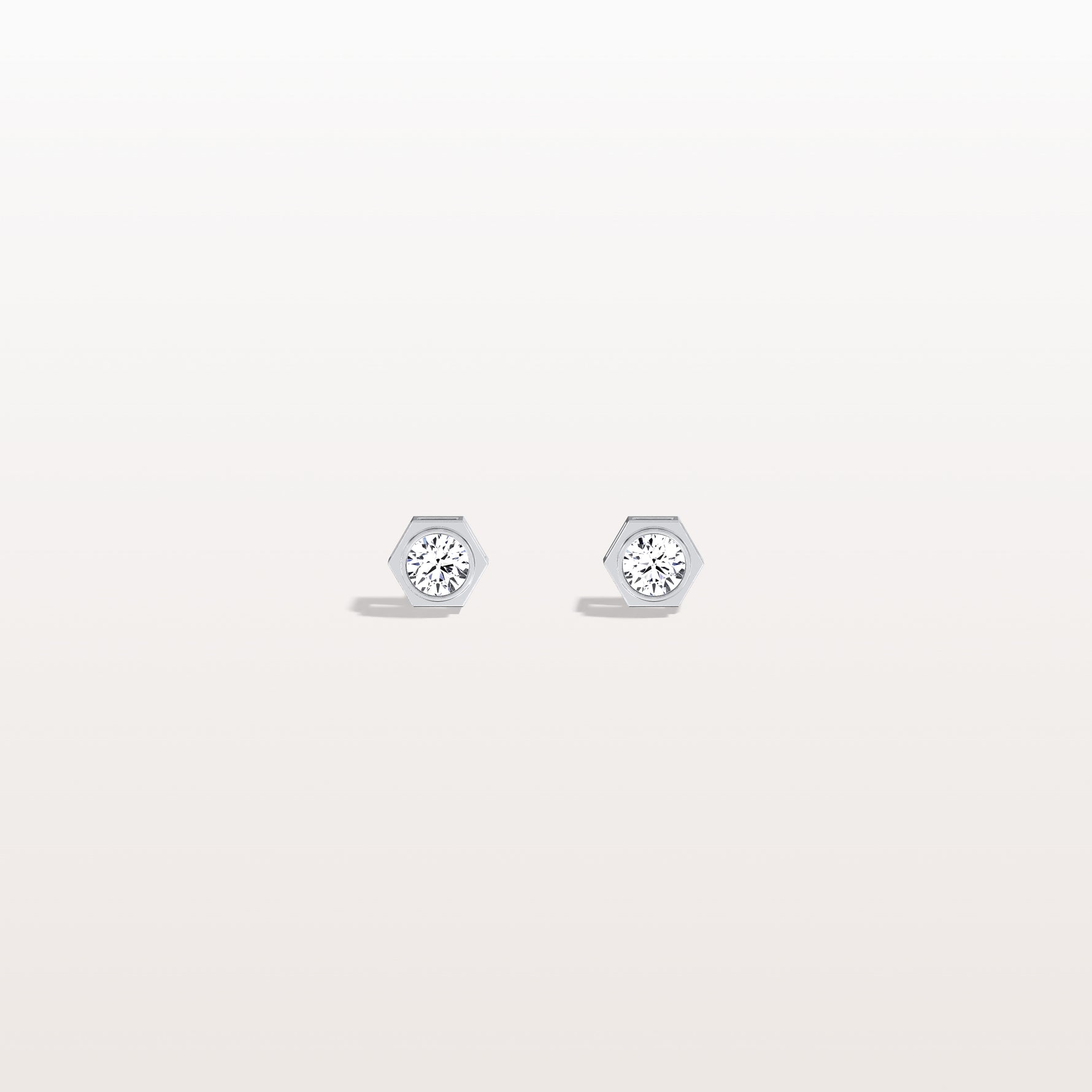 Lab Grown Diamond Hexagon Studs in 14K Solid Gold/Platinum - Earrings