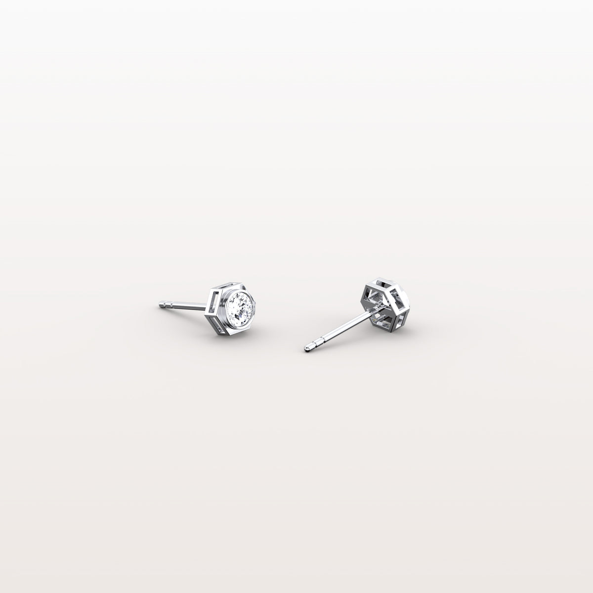 Lab Grown Diamond Hexagon Studs in 14K Solid Gold/Platinum - Earrings