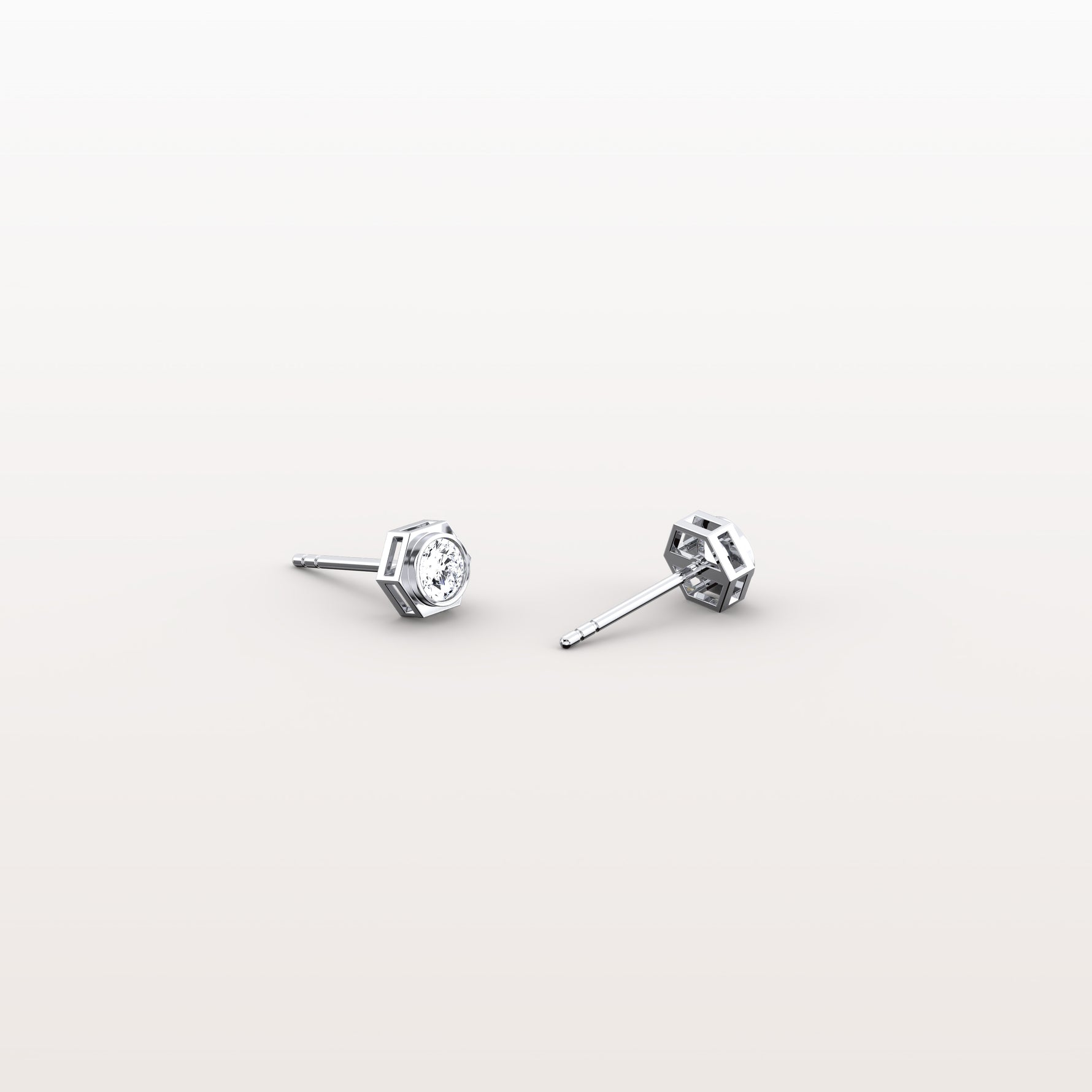 Lab Grown Diamond Hexagon Studs in 14K Solid Gold/Platinum - Earrings