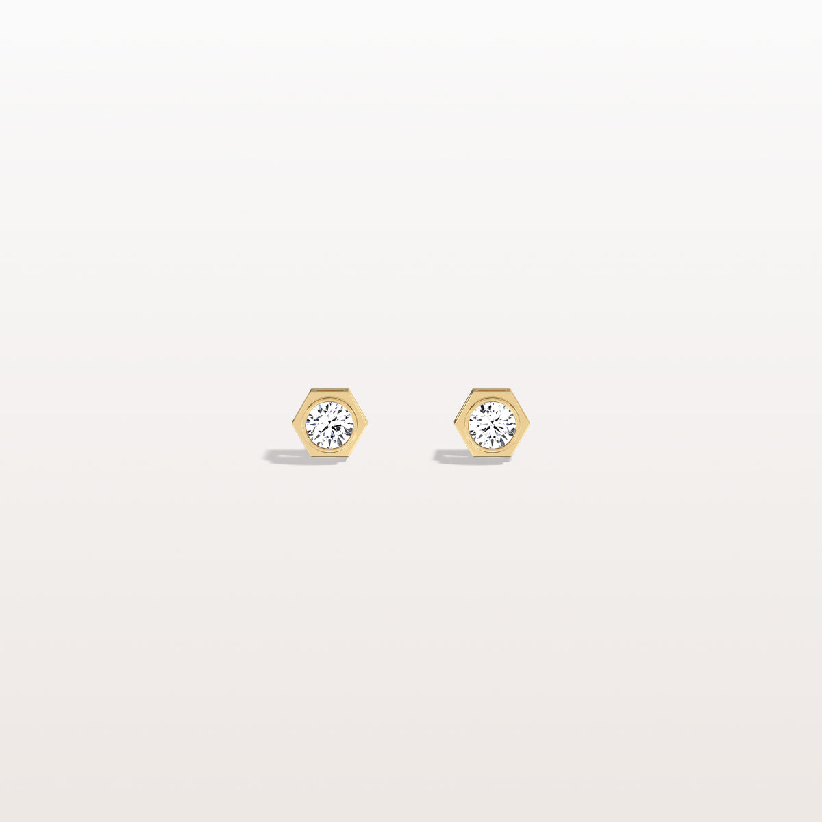 Lab Grown Diamond Hexagon Studs in 14K Solid Gold/Platinum - Earrings