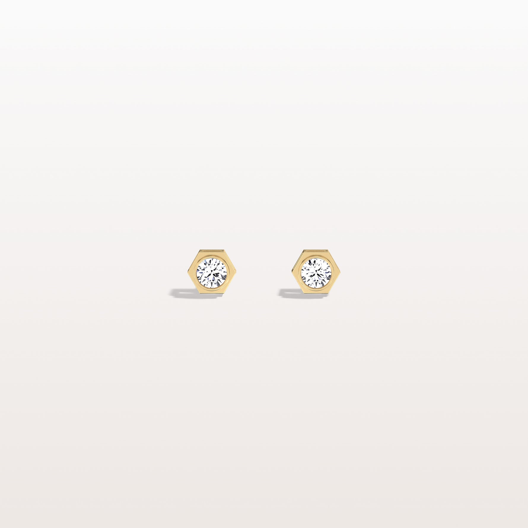 Lab Grown Diamond Hexagon Studs in 14K Solid Gold/Platinum - Earrings