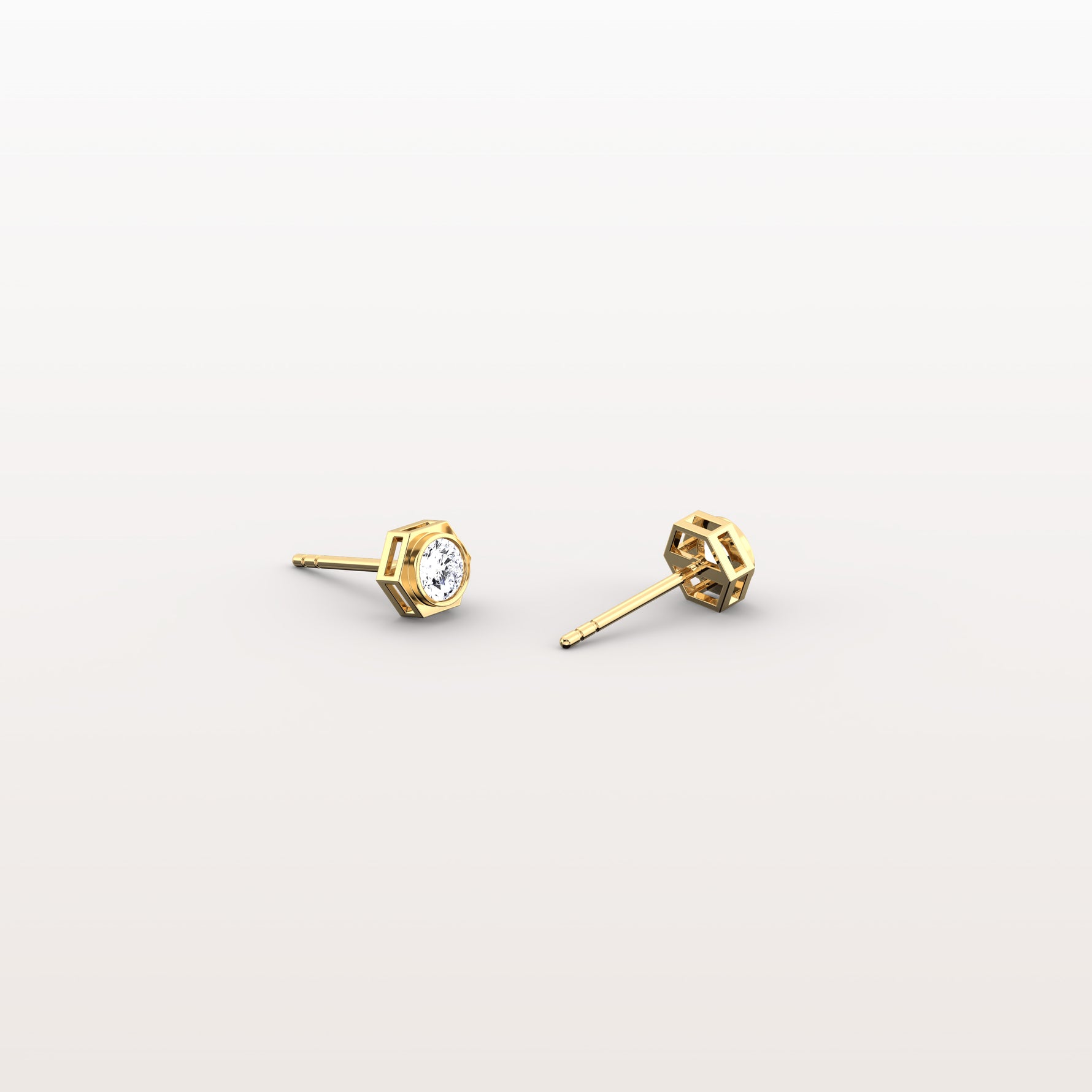 Lab Grown Diamond Hexagon Studs in 14K Solid Gold/Platinum - Earrings