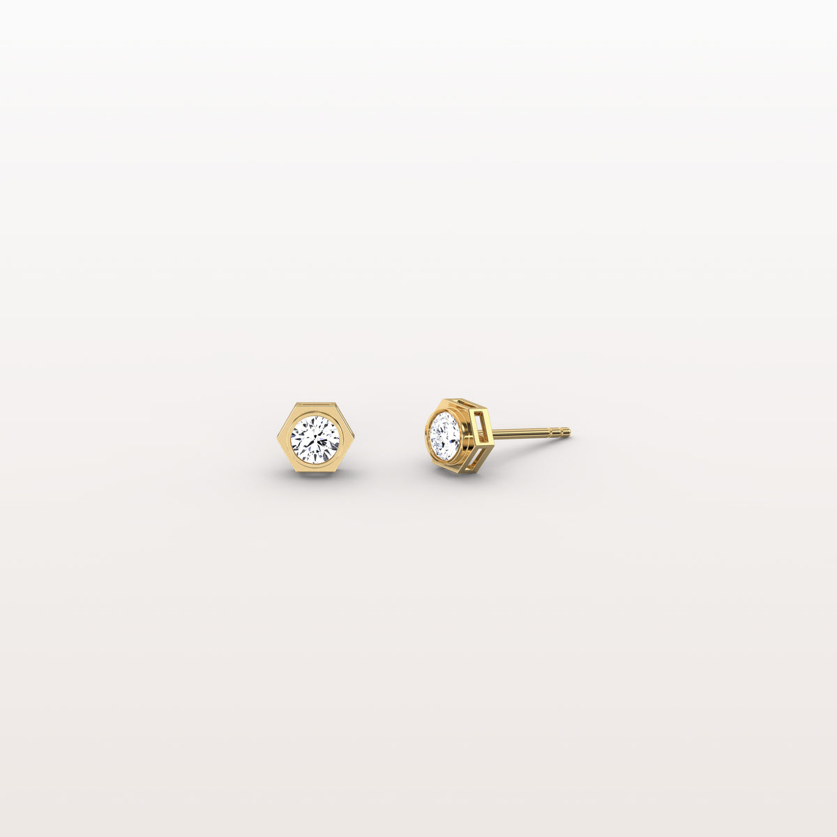 Lab Grown Diamond Hexagon Studs in 14K Solid Gold/Platinum - Earrings