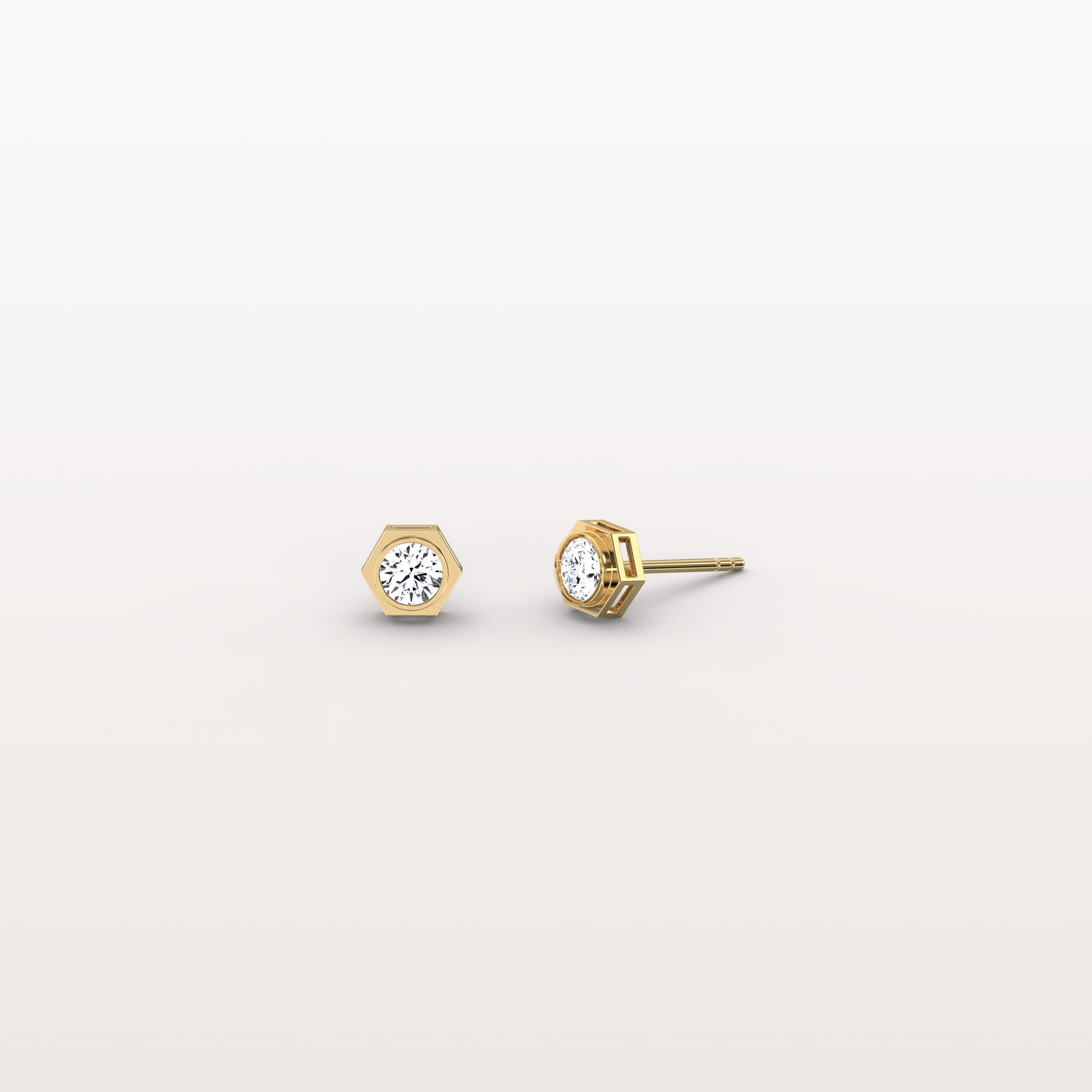 Lab Grown Diamond Hexagon Studs in 14K Solid Gold/Platinum - Earrings